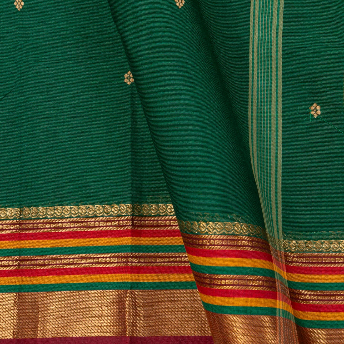 Green Kanchi Cotton Saree For Festive Wear PV MM KC 404