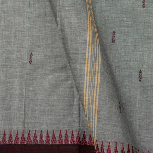 Grey And Maroon Kanchi Cotton Saree PV MM KC 480 - Cotton Saree - Panjavarnam PV MM KC 480
