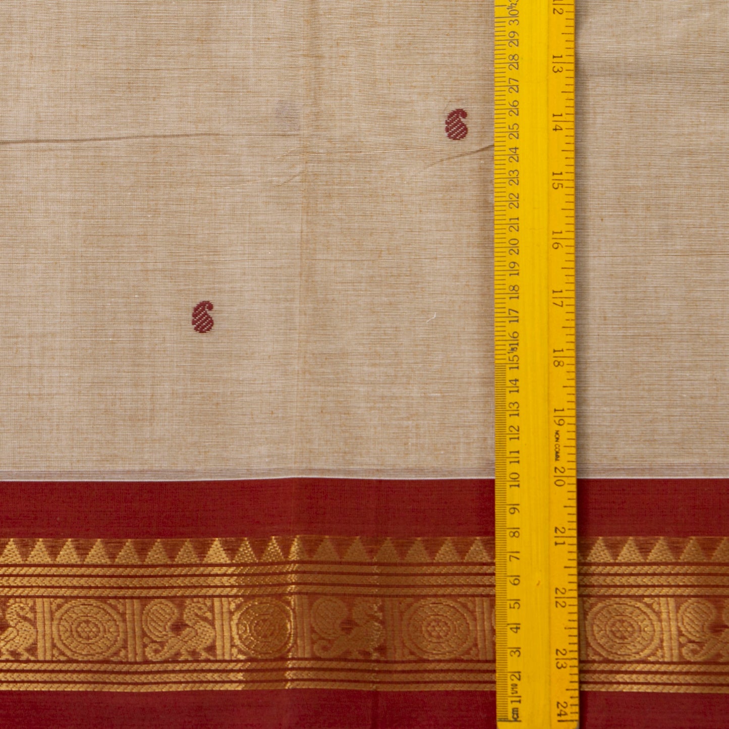 Beige Kanchi Cotton Saree Ganga Jamuna Border PV MM KC 470