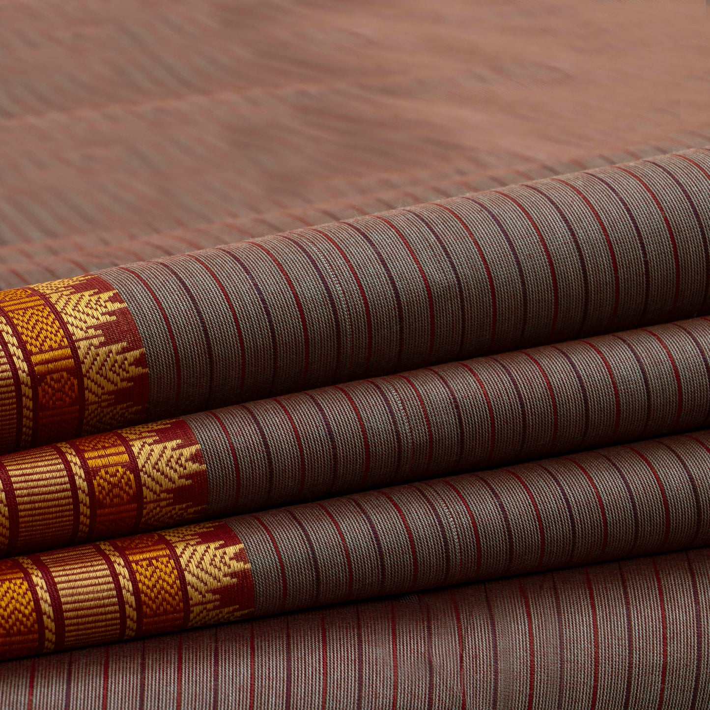 Grey And Maroon Chettinad Cotton Saree PV SK CC 198