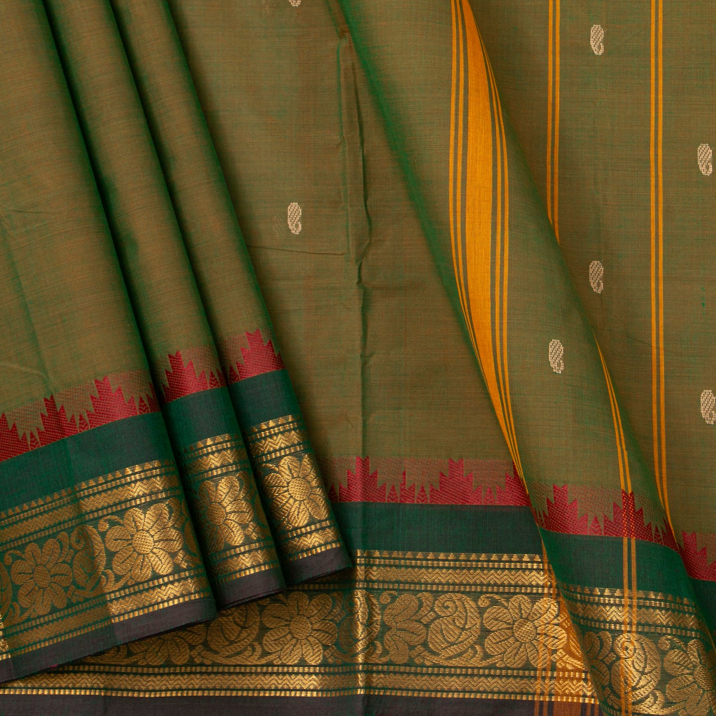 Mandhulir Green Kanchi Cotton Saree PV MM KC 471