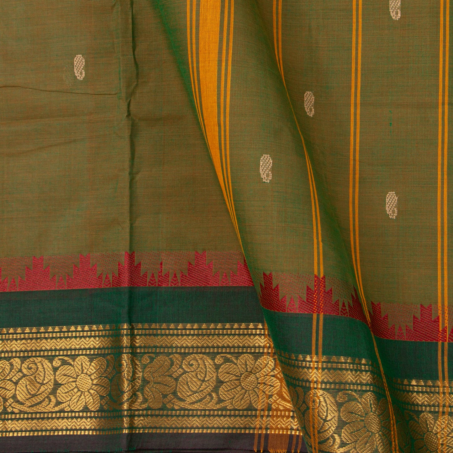 Mandhulir Green Kanchi Cotton Saree PV MM KC 471