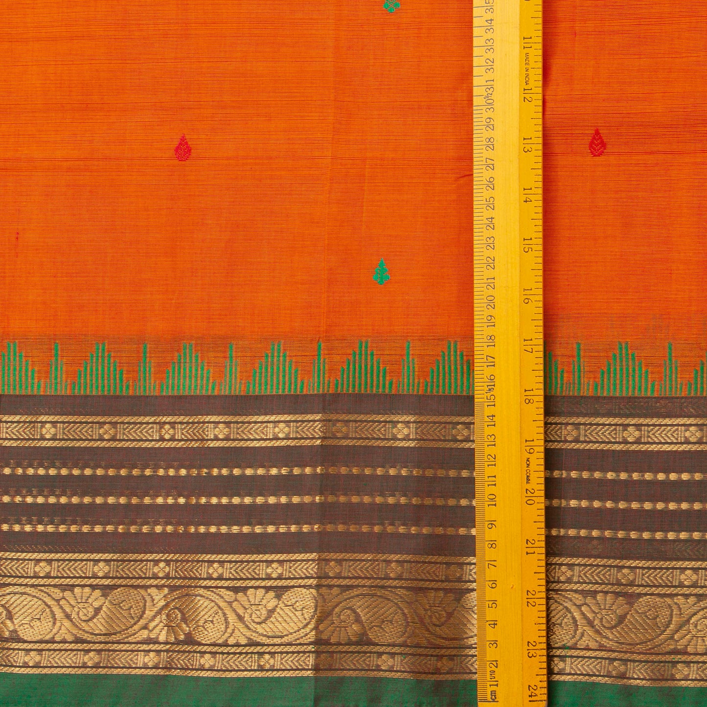 Orange Kanchi Cotton Saree Ganga Jamuna Border For Festive Wear PV MM KC 424