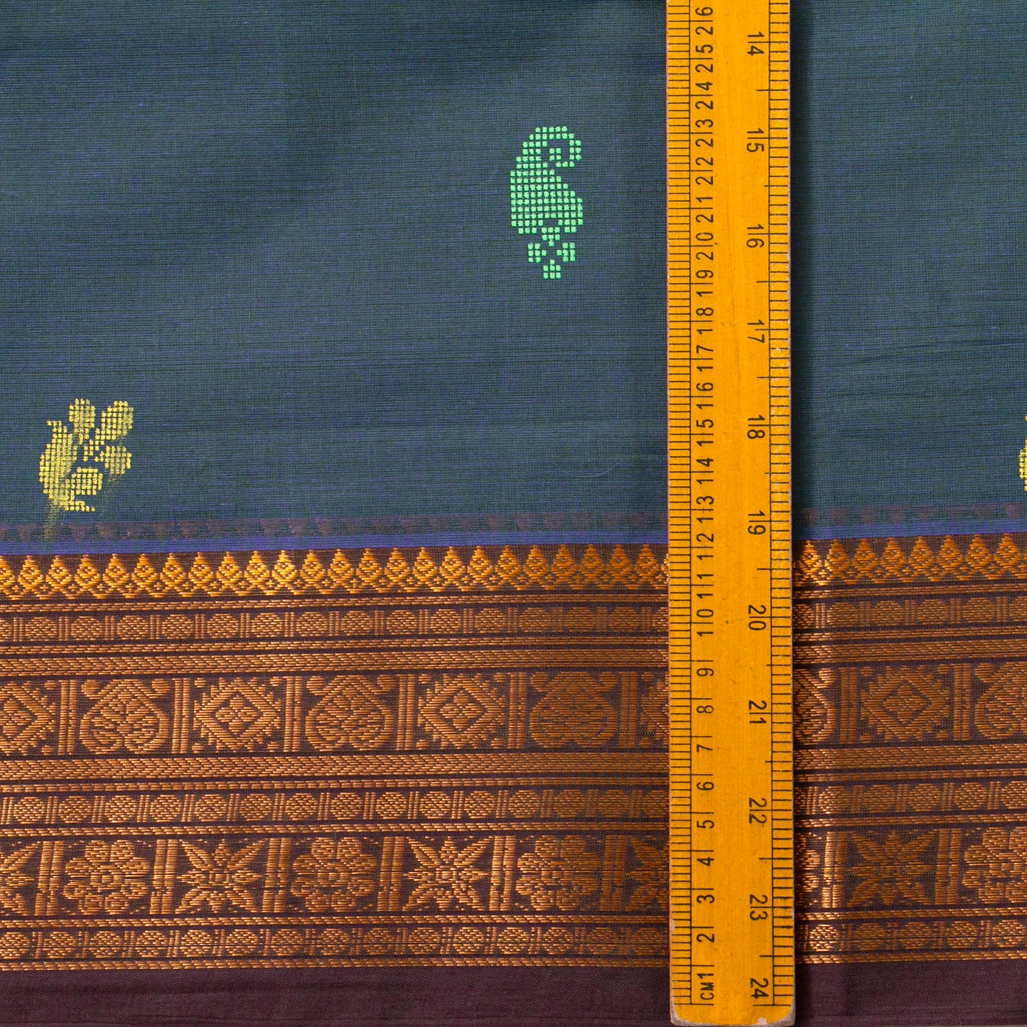 Blue And Brown Chettinad Cotton Saree PV SK CC 197