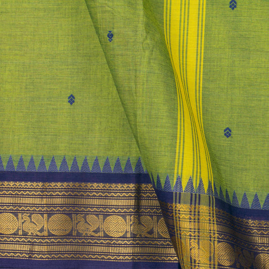 Green And Blue Kanchi Cotton Saree For Festive Wear PV MM KC 487 - Cotton Saree - Panjavarnam PV MM KC 487