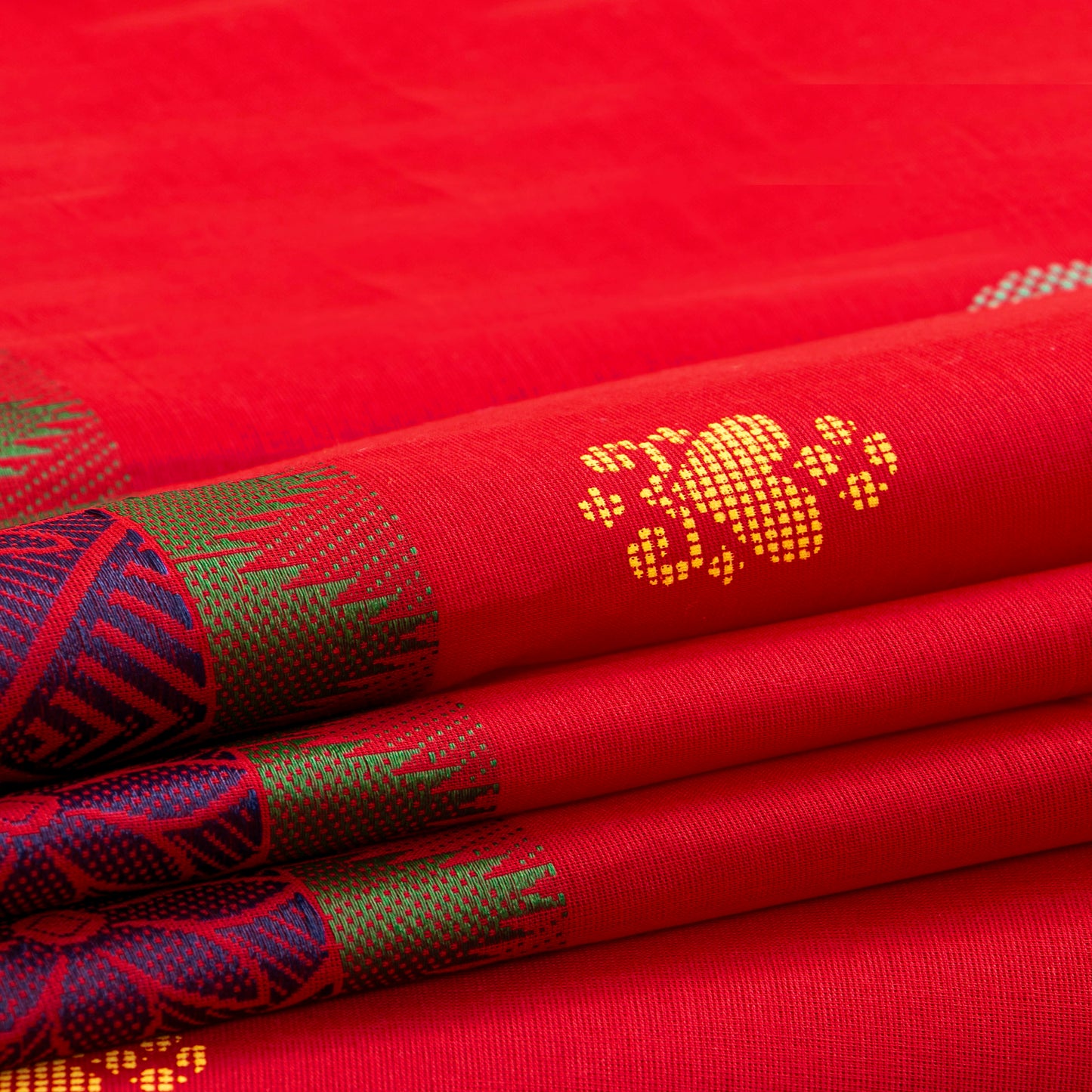 Red Chettinad Cotton Saree PV SK CC 184