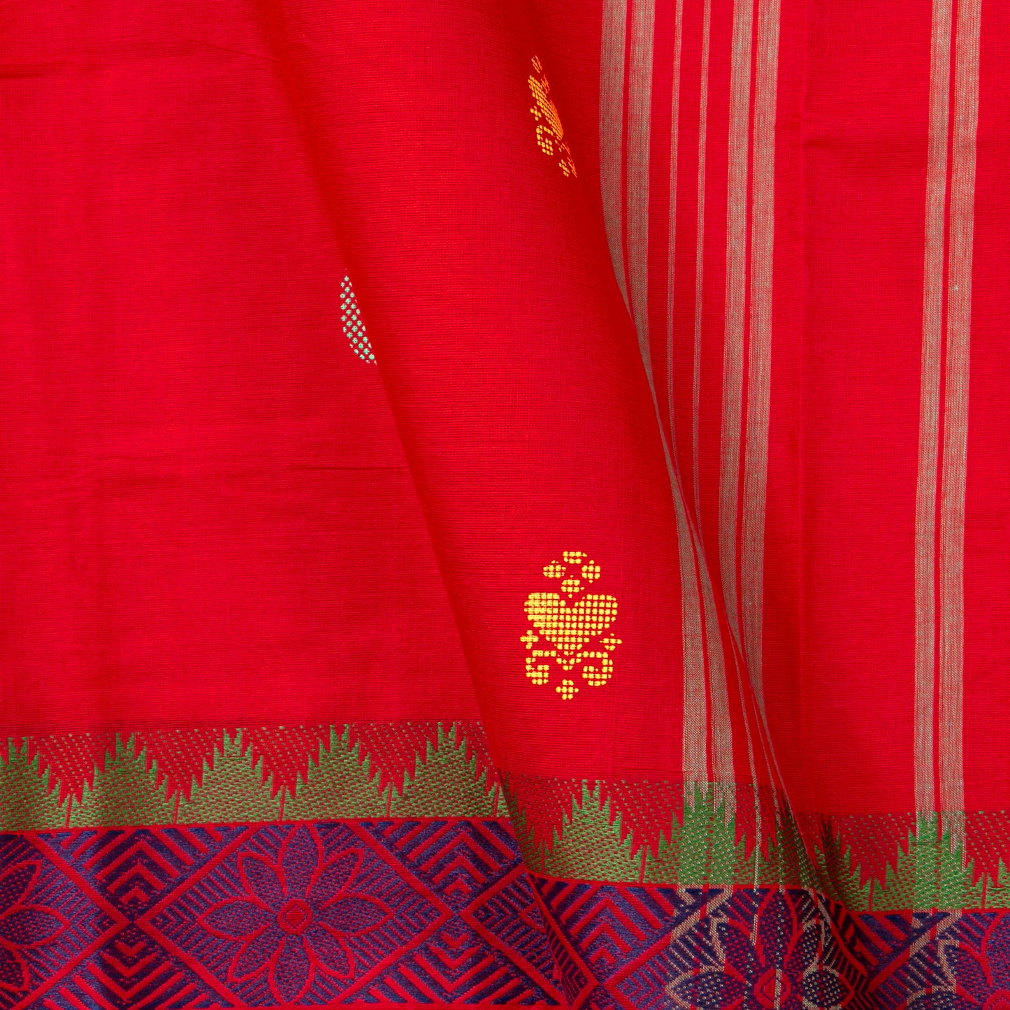 Red Chettinad Cotton Saree PV SK CC 184
