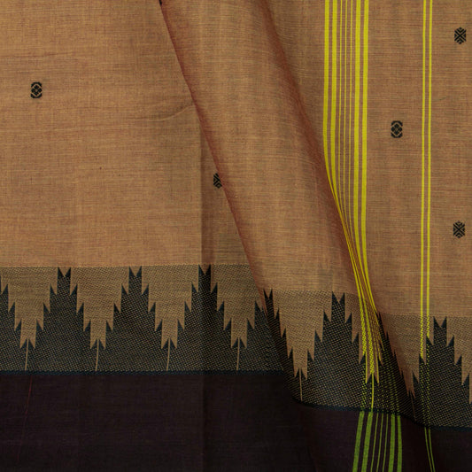 Fawn And Brown Kanchi Cotton Saree For Festive Wear PV MM KC 495 - Cotton Saree - Panjavarnam PV MM KC 495