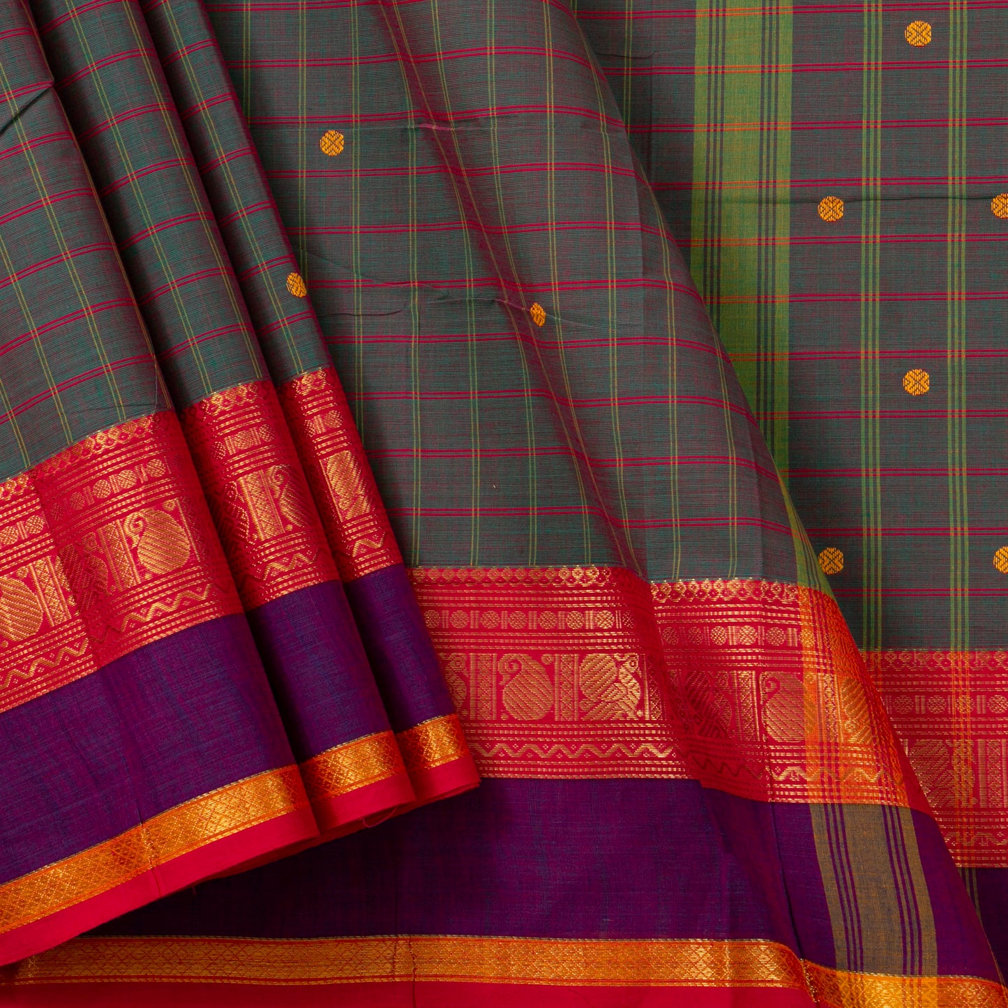 Blue And Pink Chettinad Cotton Saree PV SK CC 286