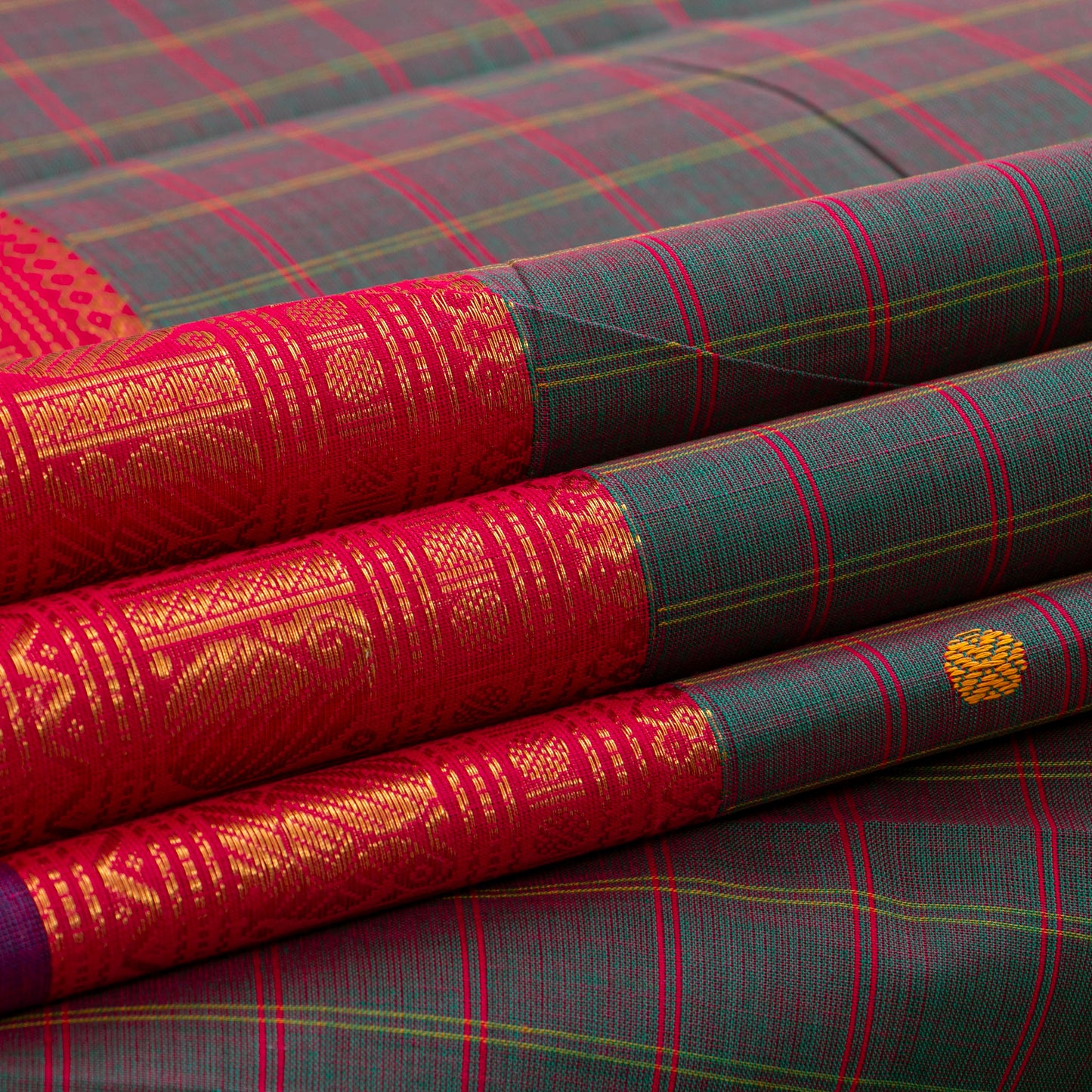Blue And Pink Chettinad Cotton Saree PV SK CC 286