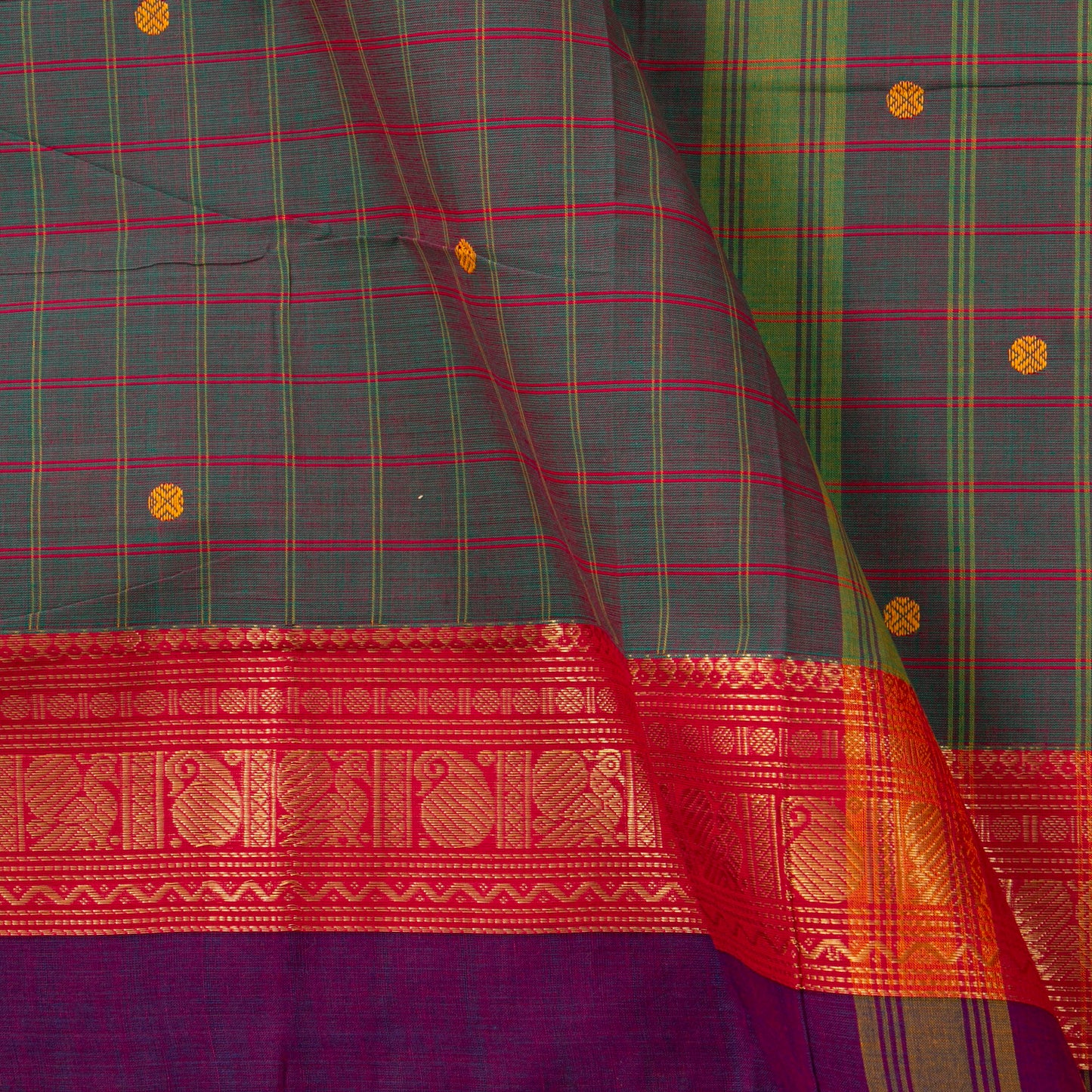 Blue And Pink Chettinad Cotton Saree PV SK CC 286
