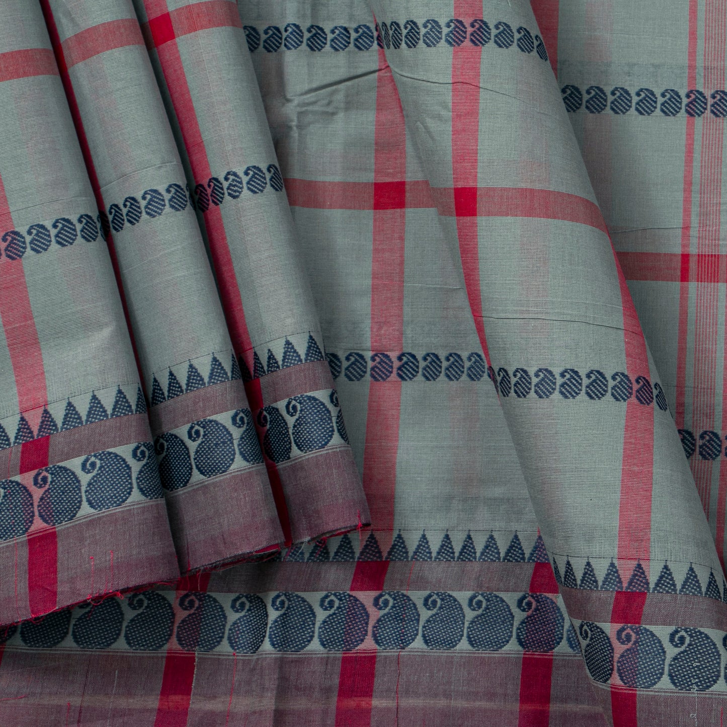 Grey And Magenta Chettinad Cotton Saree PV SK CC 214