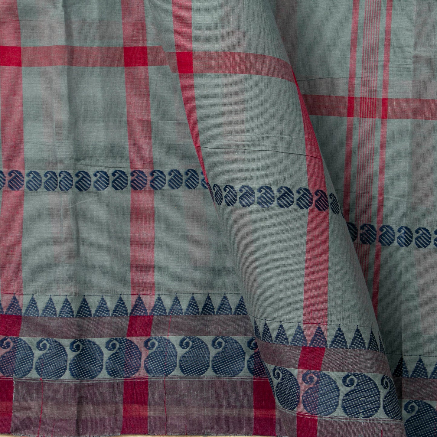 Grey And Magenta Chettinad Cotton Saree PV SK CC 214