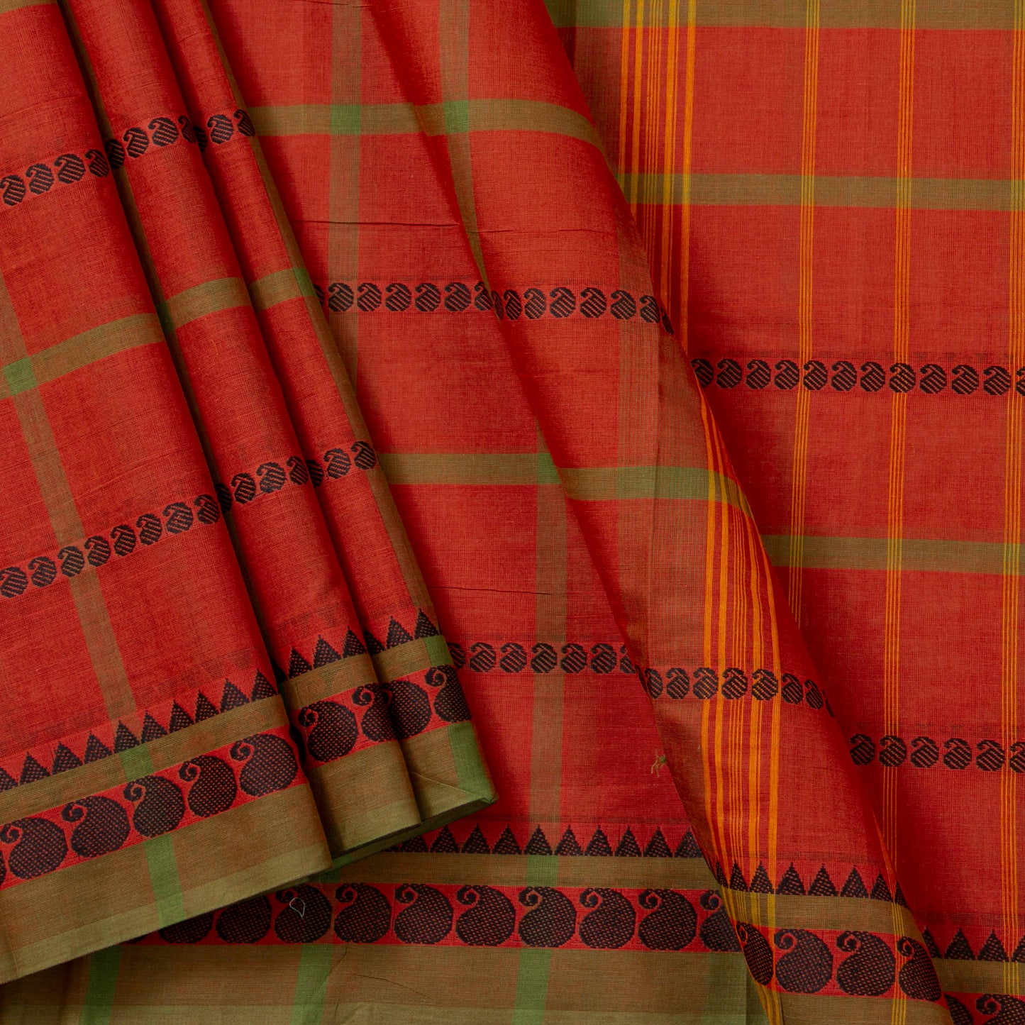 Rust Chettinad Cotton Saree PV SK CC 211