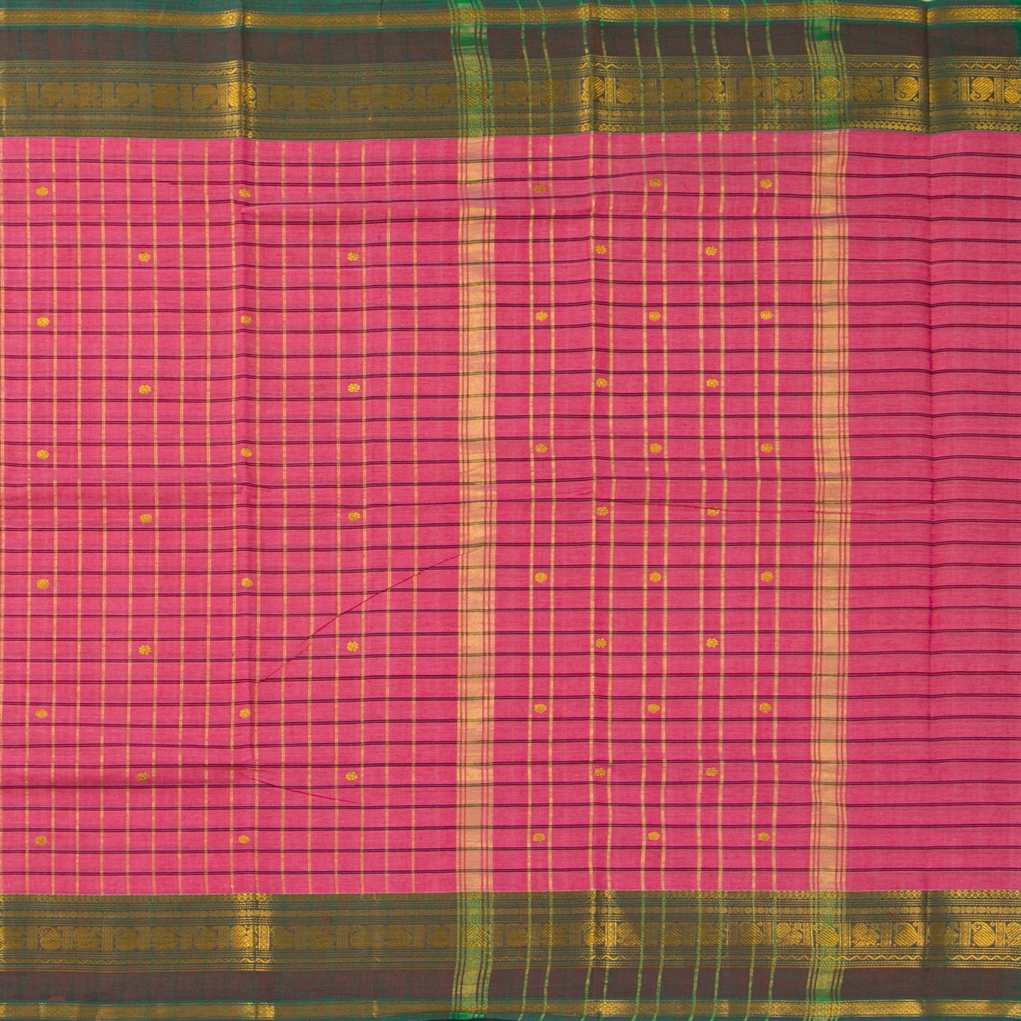Pink And Green Chettinad Cotton Saree PV SK CC 284