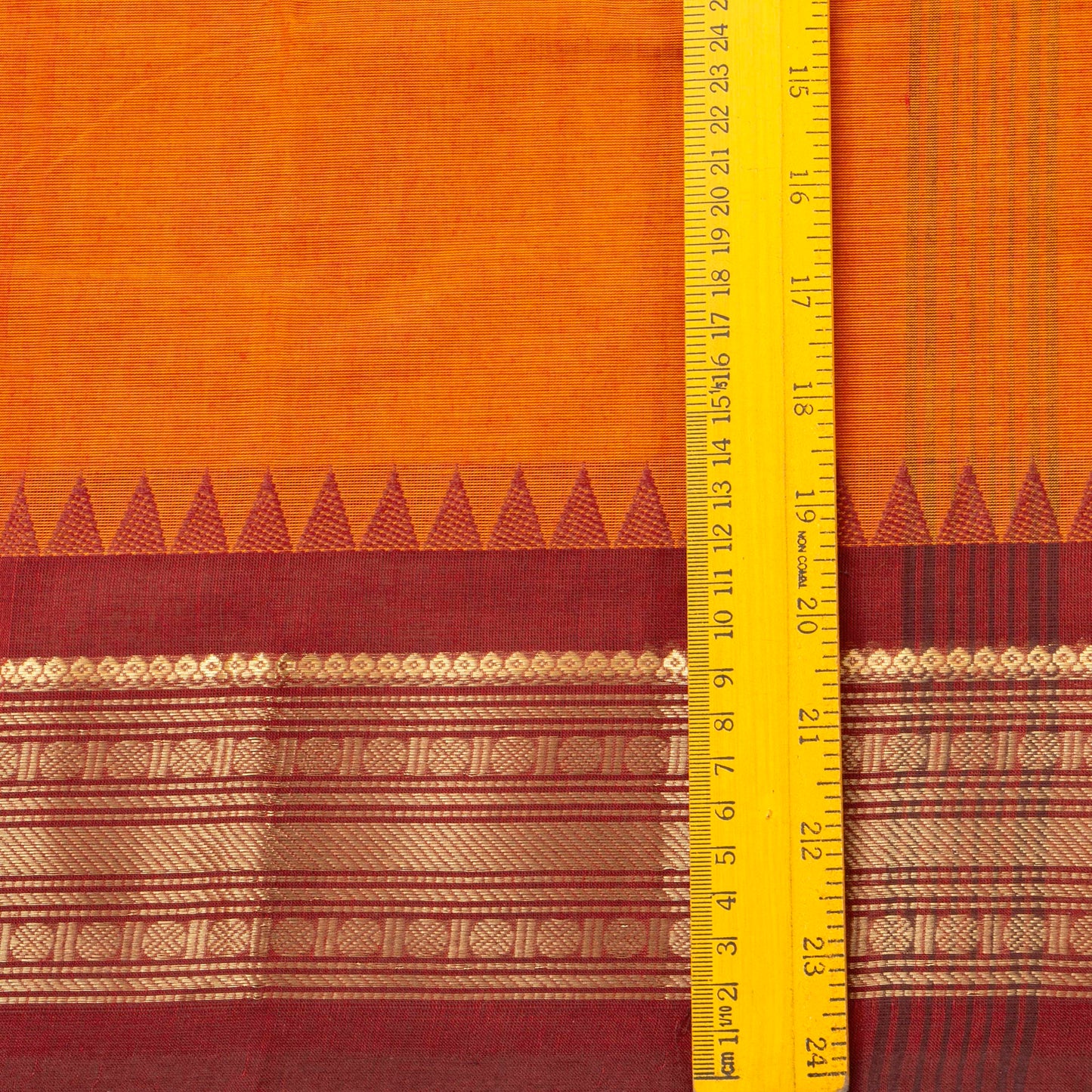 Orange And Red Kanchi Cotton Saree For Festive Wear PV MM KC 425