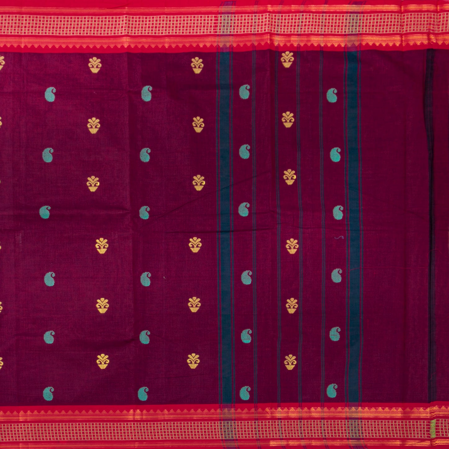 Magenta And Pink Chettinad Cotton Saree PV SK CC 191