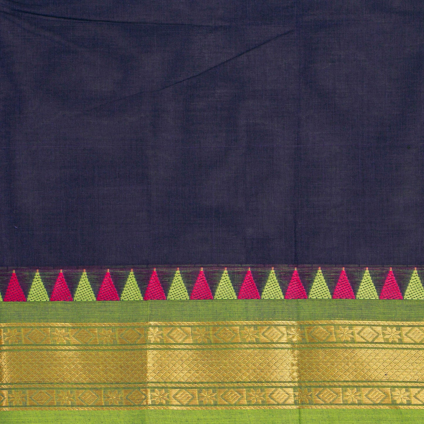 Navy Blue Kanchi Cotton Saree With Ganga Jamuna Border For Festive Wear PV MM KC 423 - Cotton Saree - Panjavarnam PV MM KC 423