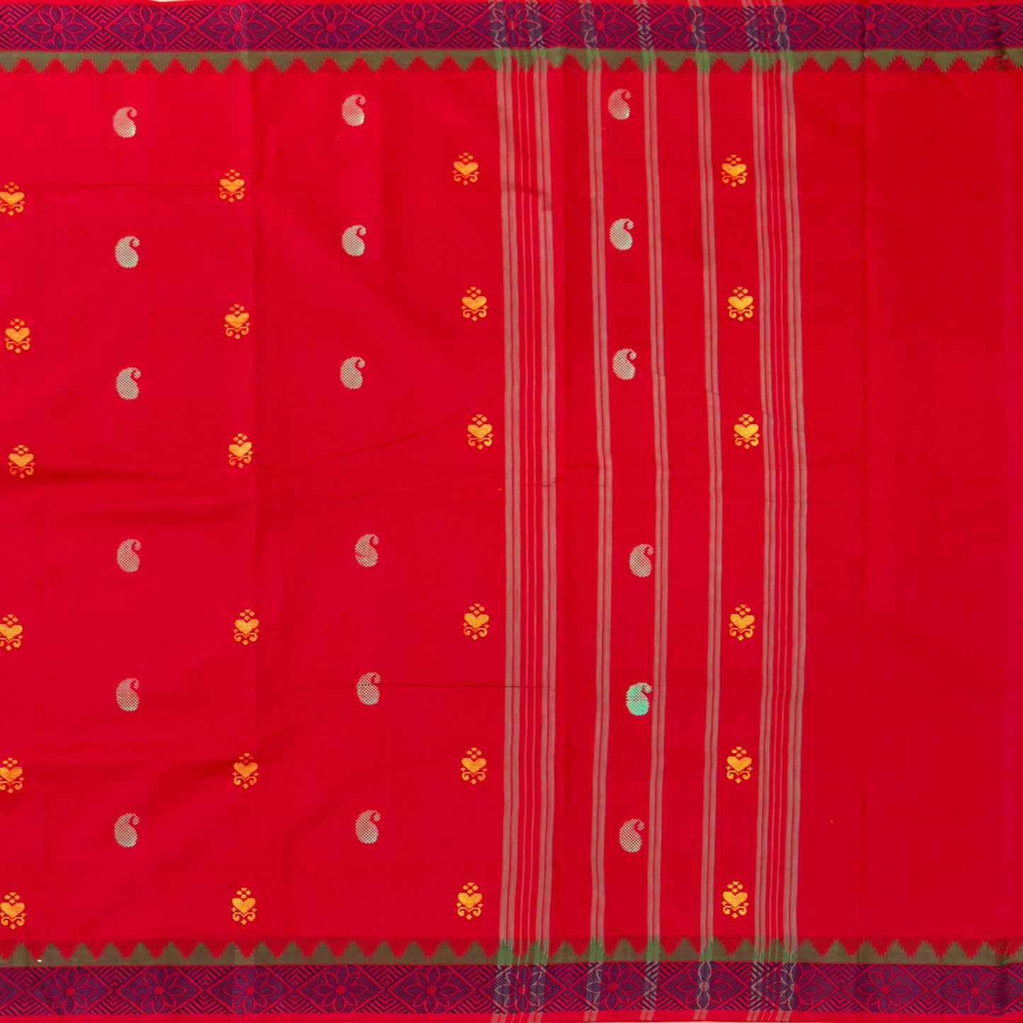 Red Chettinad Cotton Saree PV SK CC 184