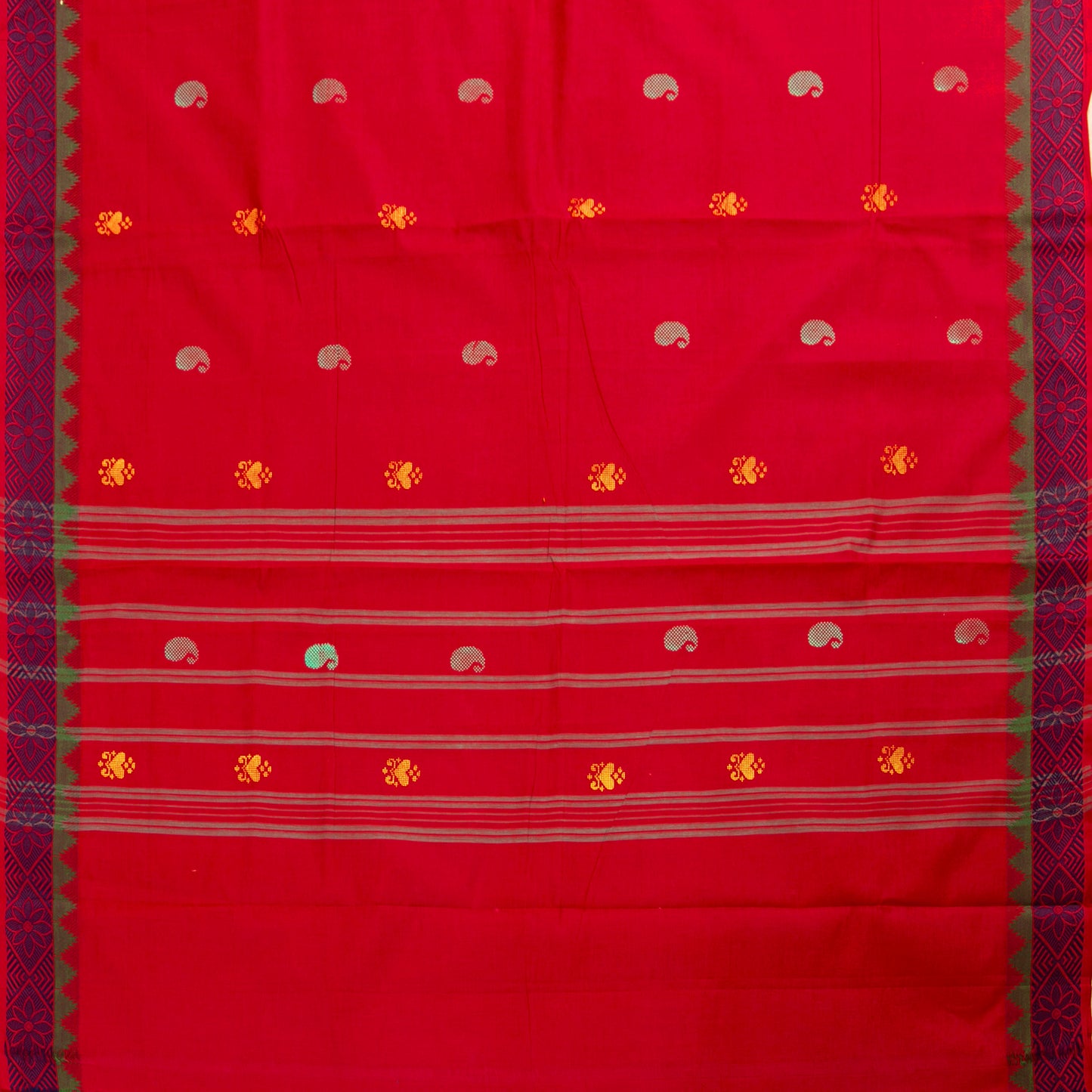 Red Chettinad Cotton Saree PV SK CC 184