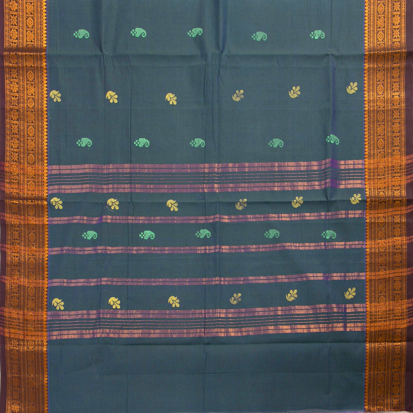 Blue And Brown Chettinad Cotton Saree PV SK CC 197