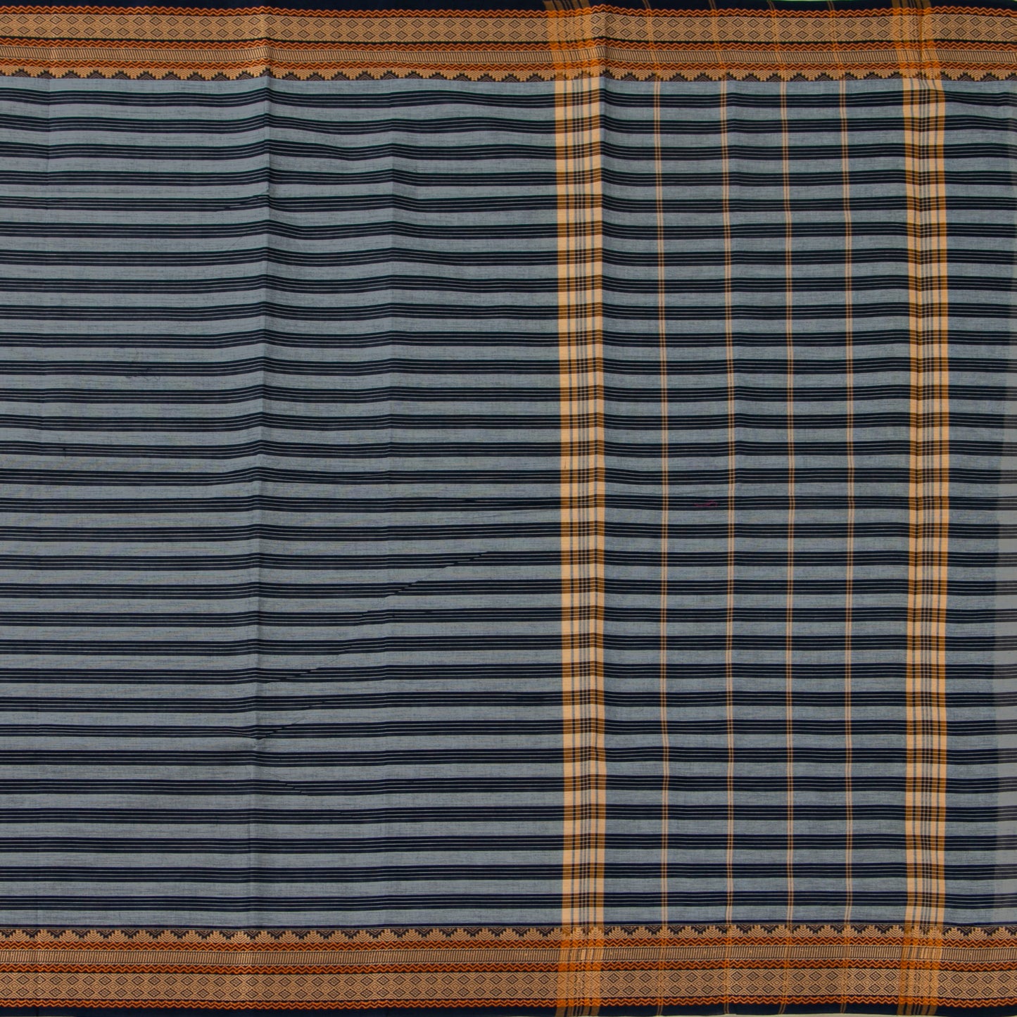 Grey And Blue Chettinad Cotton Saree PV SK CC 200