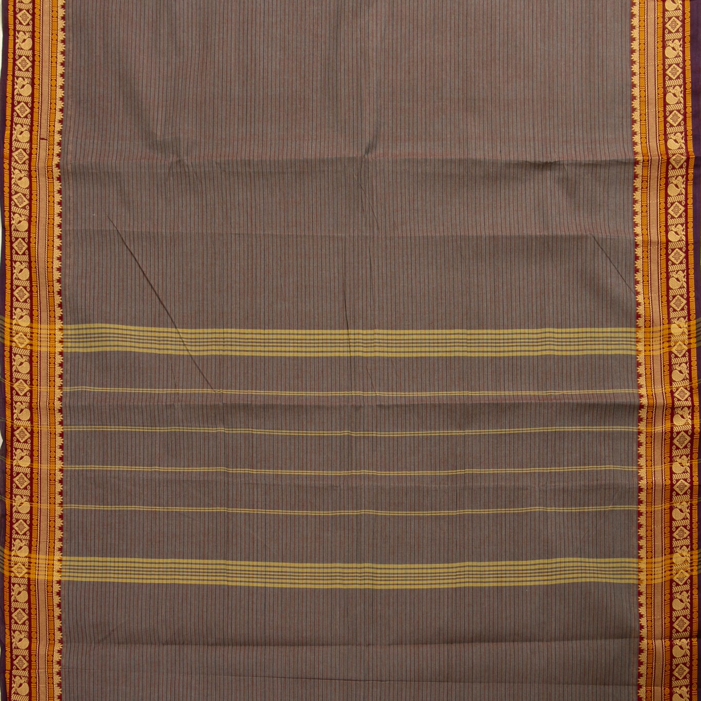 Grey And Maroon Chettinad Cotton Saree PV SK CC 198
