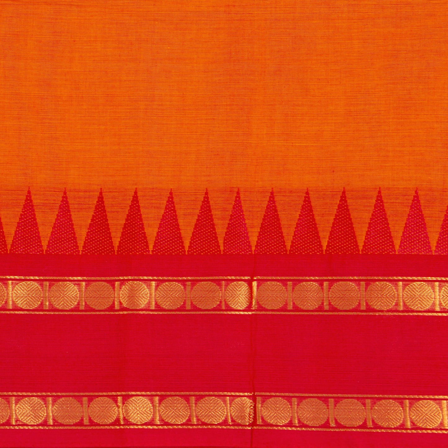 Orange Kanchi Cotton Saree Ganga Jamuna Border For Festive Wear PV MM KC 413