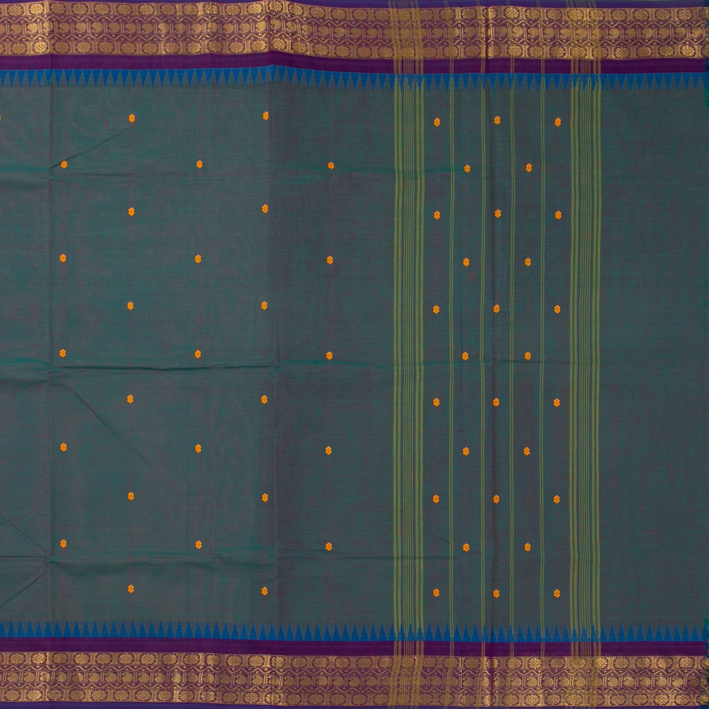 Mayilkazhuthu Blue And Purple Kanchi Cotton Saree PV MM KC 457