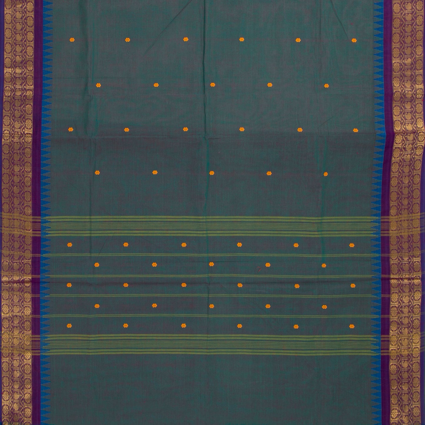 Mayilkazhuthu Blue And Purple Kanchi Cotton Saree PV MM KC 457