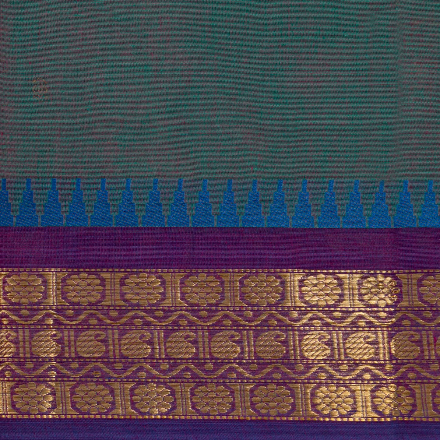 Mayilkazhuthu Blue And Purple Kanchi Cotton Saree PV MM KC 457