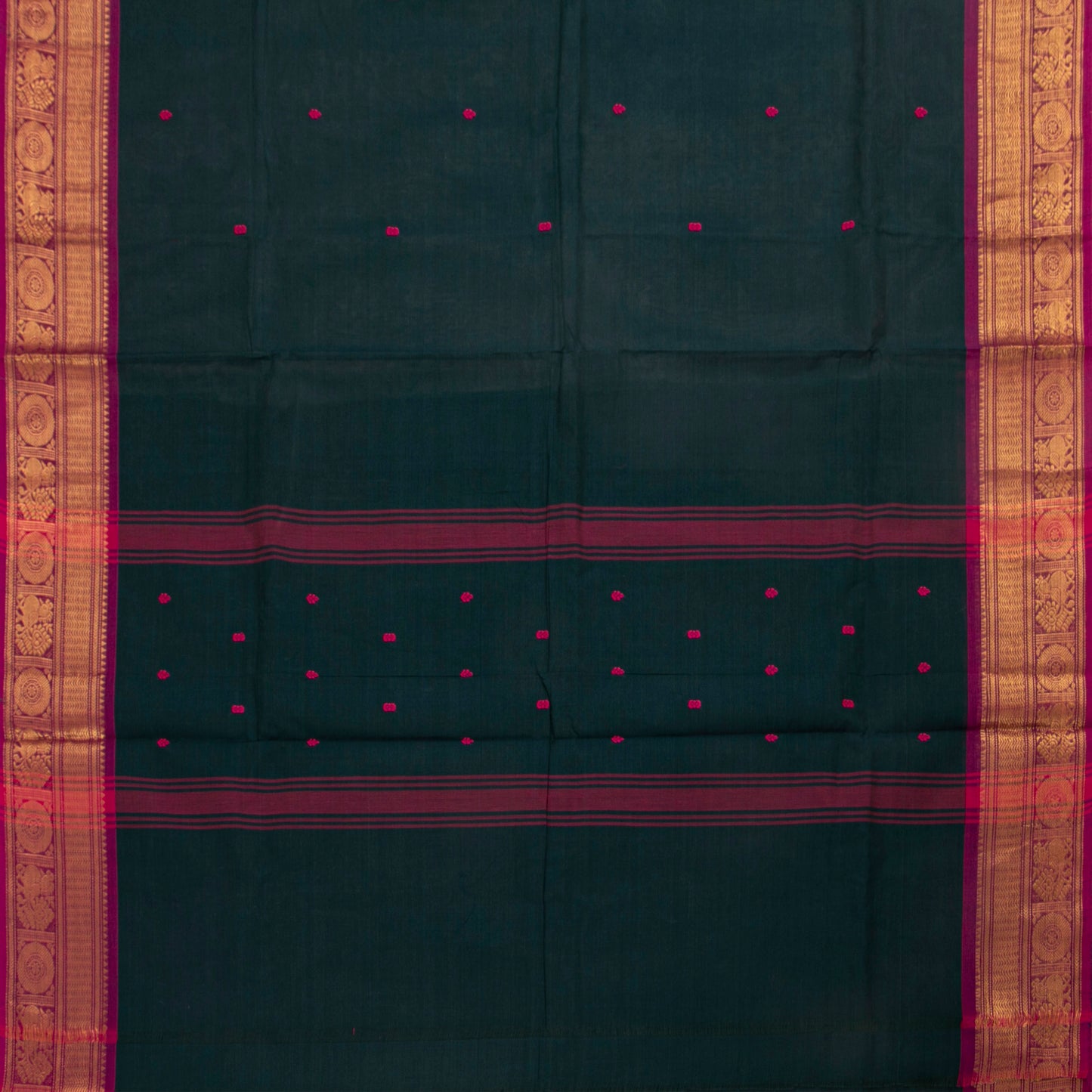 Green And Pink Kanchi Cotton Saree For Festive Wear PV MM KC 489