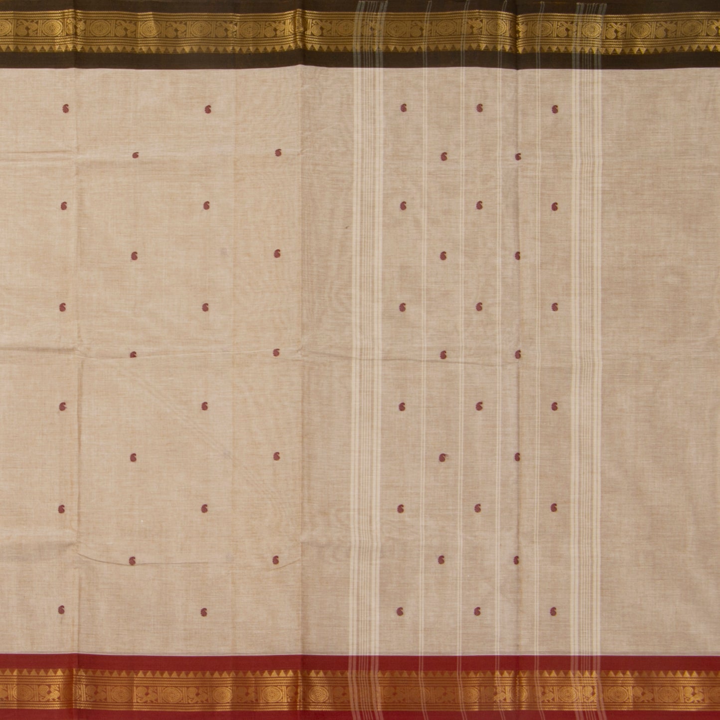 Beige Kanchi Cotton Saree Ganga Jamuna Border PV MM KC 470