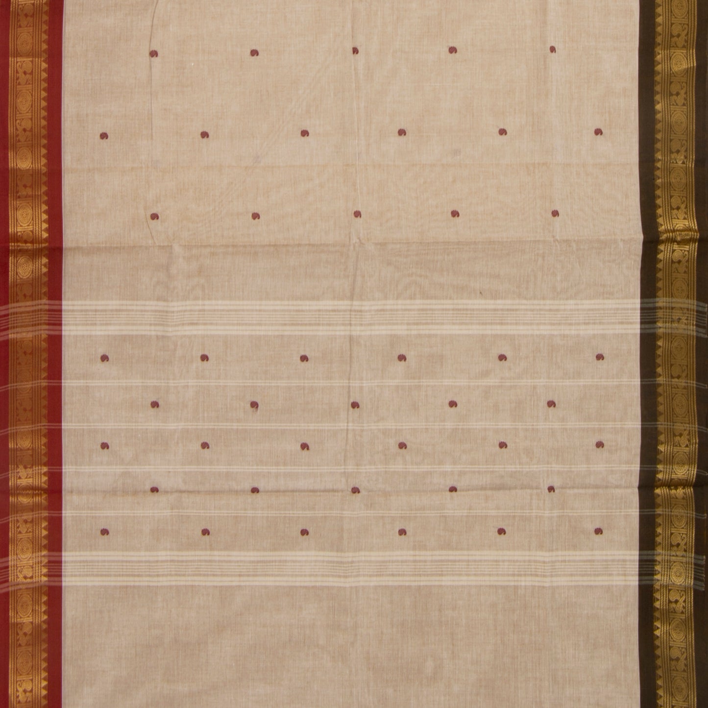 Beige Kanchi Cotton Saree Ganga Jamuna Border PV MM KC 470