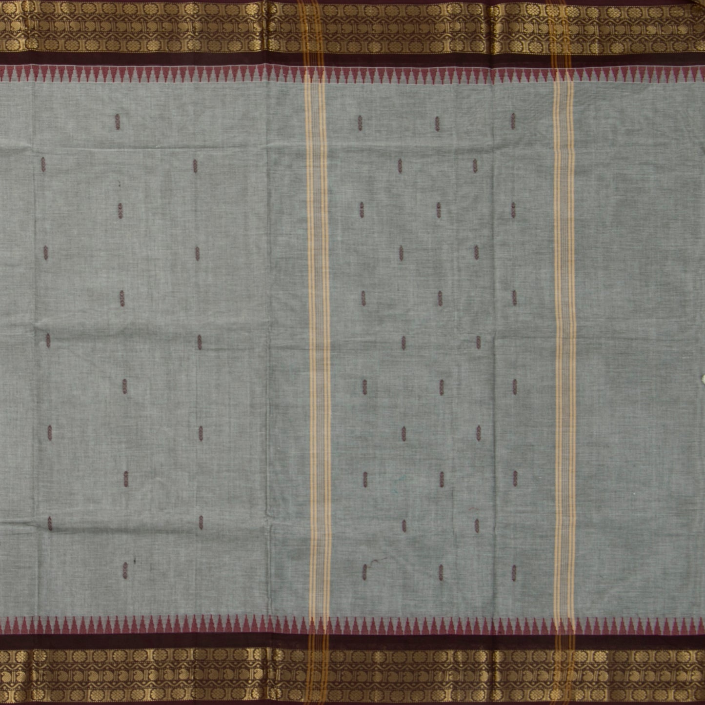 Grey And Maroon Kanchi Cotton Saree PV MM KC 480
