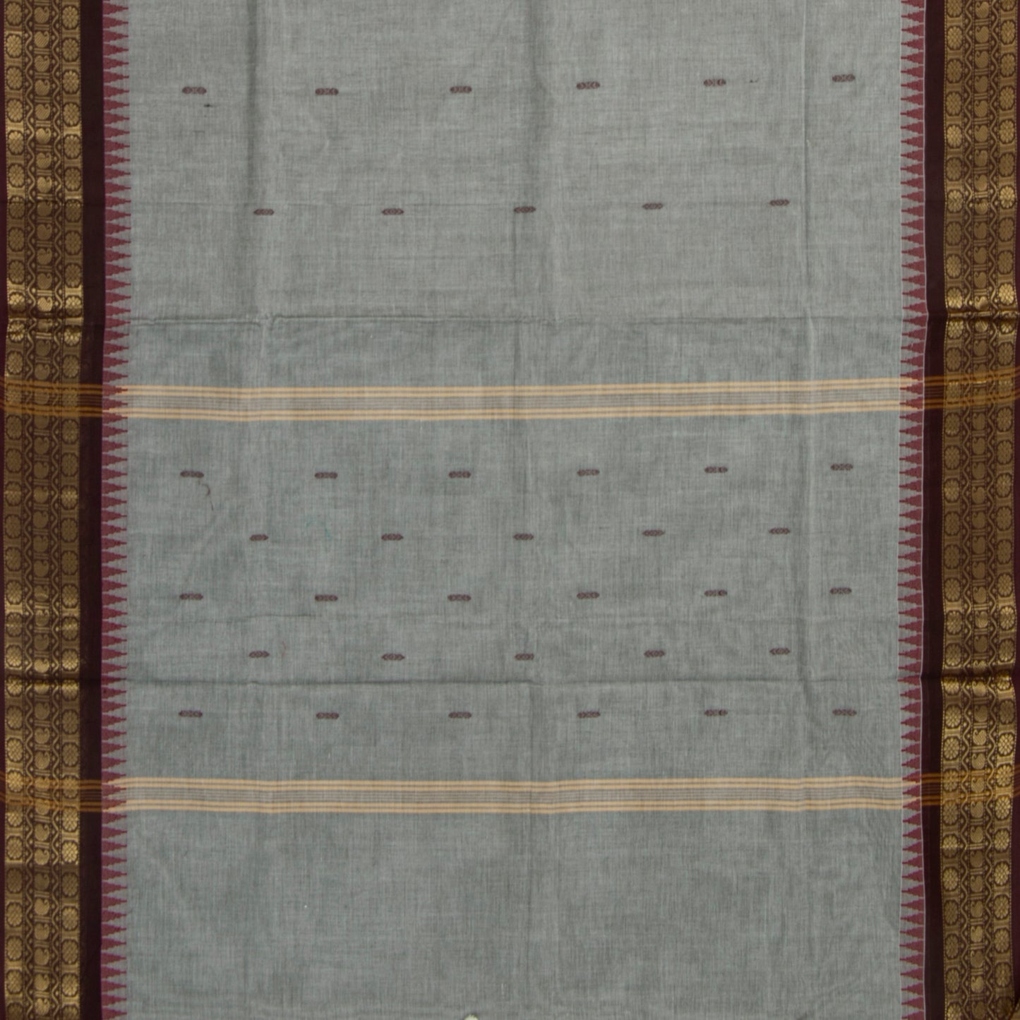 Grey And Maroon Kanchi Cotton Saree PV MM KC 480