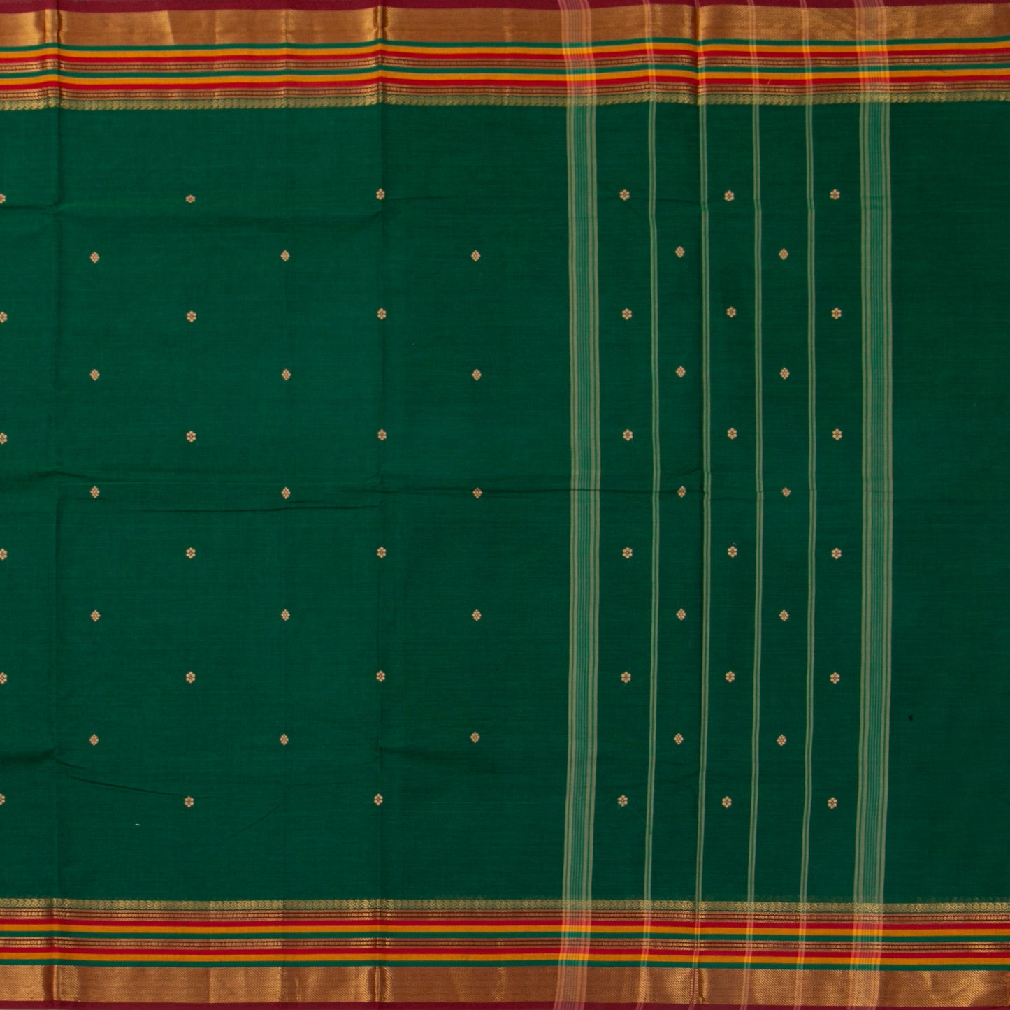 Green Kanchi Cotton Saree For Festive Wear PV MM KC 404