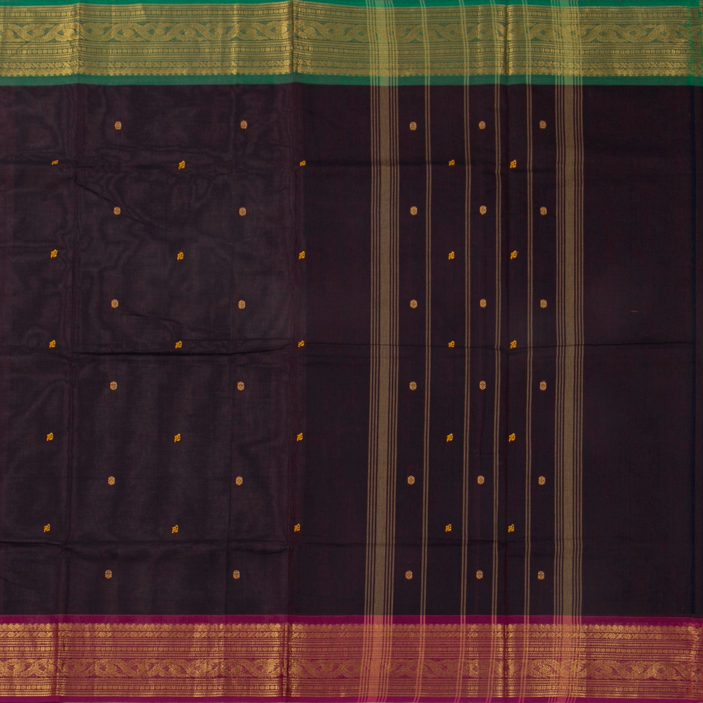 Purple Kanchi Cotton Saree Ganga Jamuna Border For Festive Wear PV MM KC 426