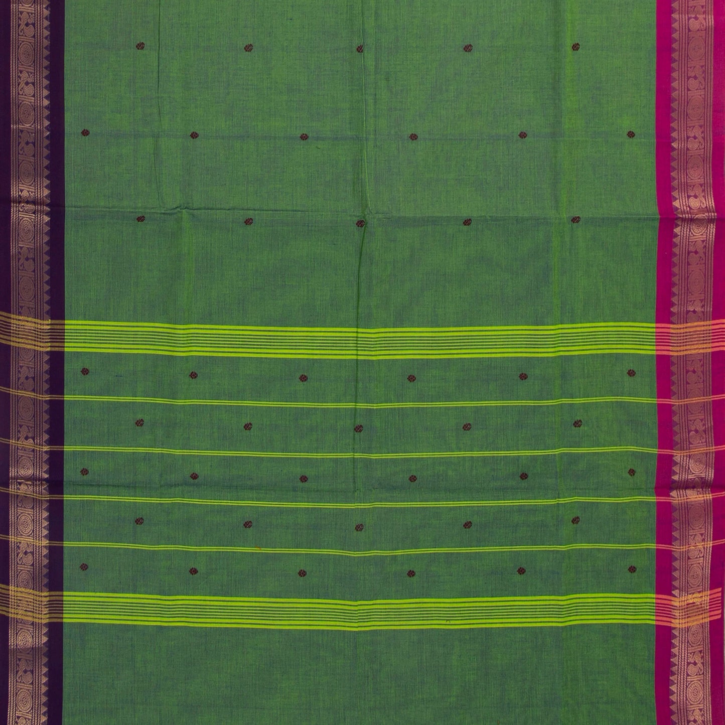 Green Kanchi Cotton Saree Ganga Jamuna Border For Festive Wear PV MM KC 493