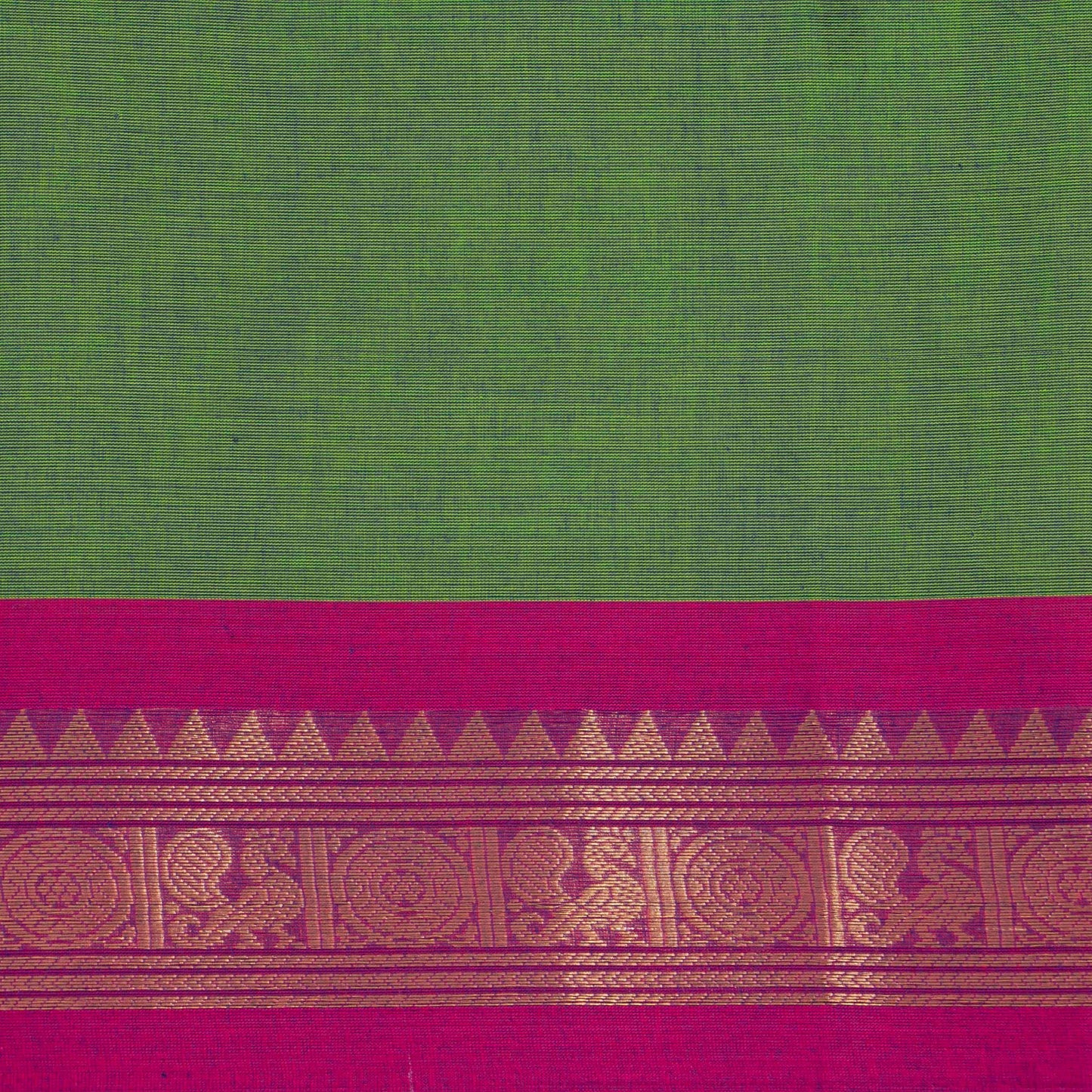 Green Kanchi Cotton Saree Ganga Jamuna Border For Festive Wear PV MM KC 493