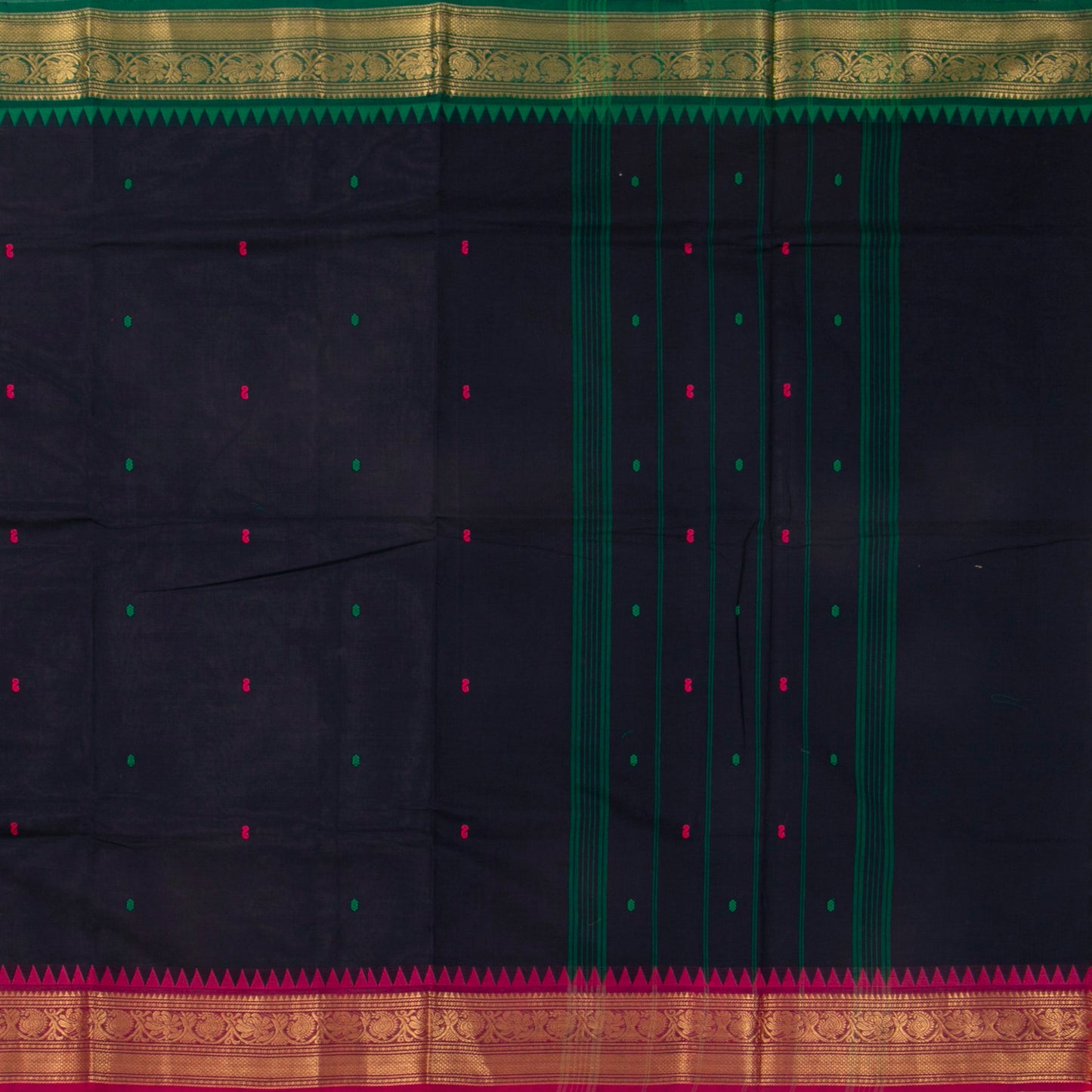 Blue Kanchi Cotton Saree Ganga Jamuna Border For Festive Wear PV MM KC 428