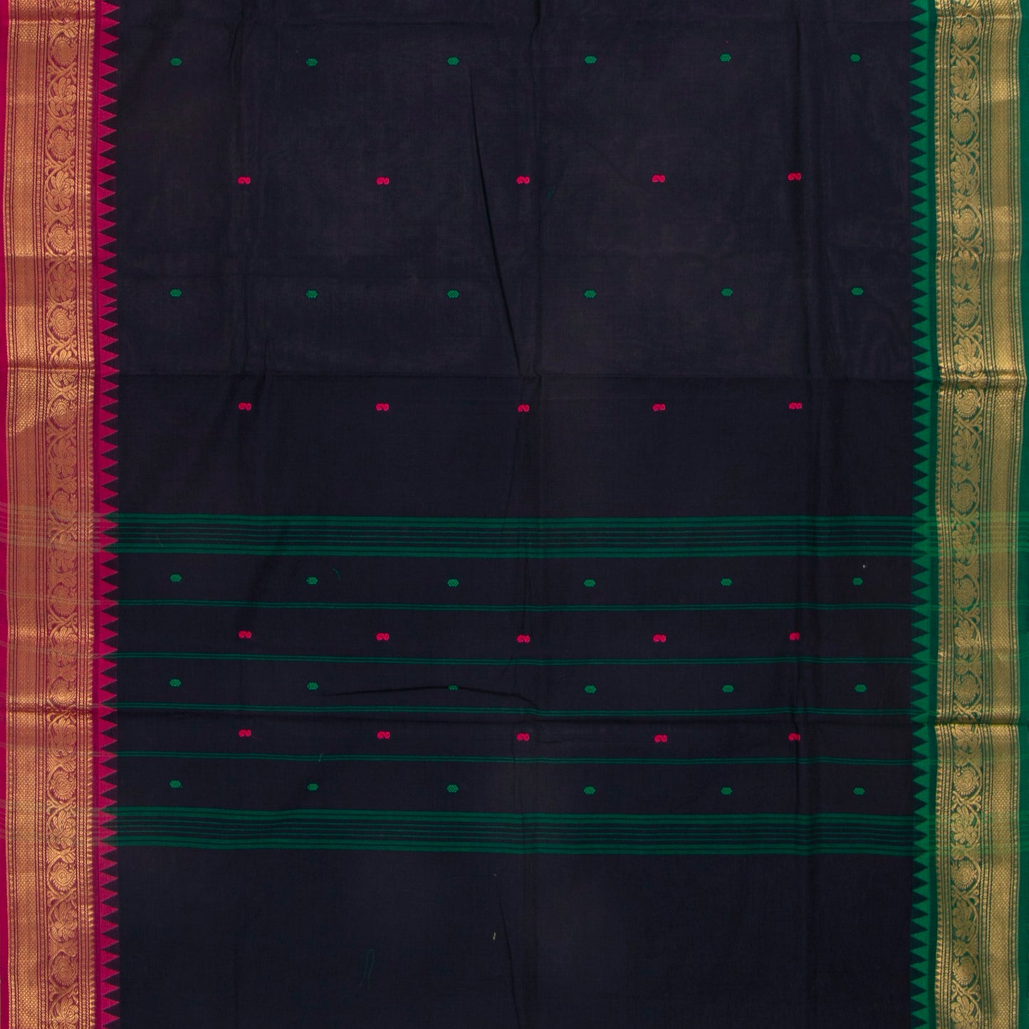 Blue Kanchi Cotton Saree Ganga Jamuna Border For Festive Wear PV MM KC 428