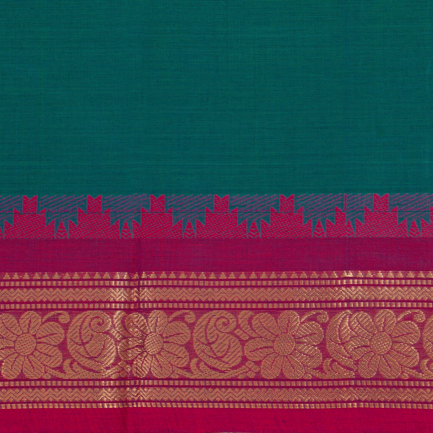 Teal And Pink Kanchi Cotton Saree For Festive Wear PV MM KC 390