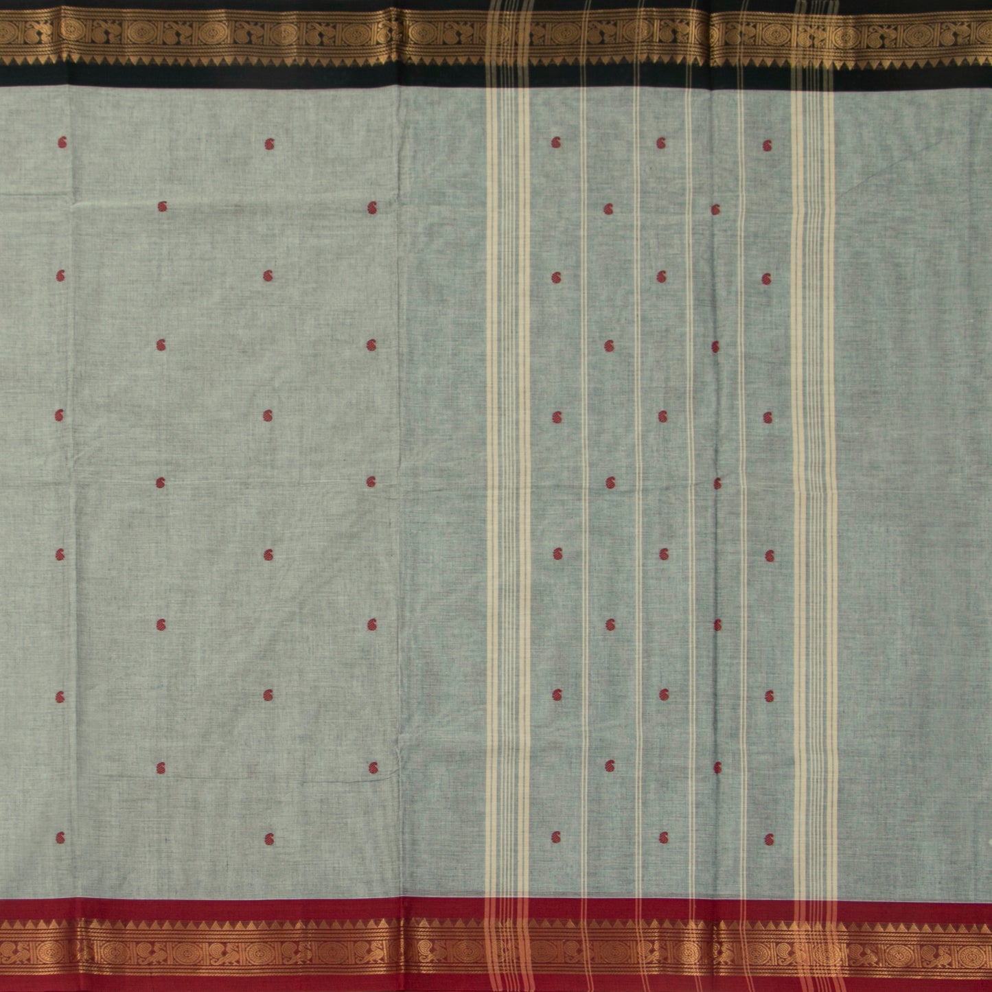 Grey Kanchi Cotton Saree Ganga Jamuna Border For Festive Wear PV MM KC 418