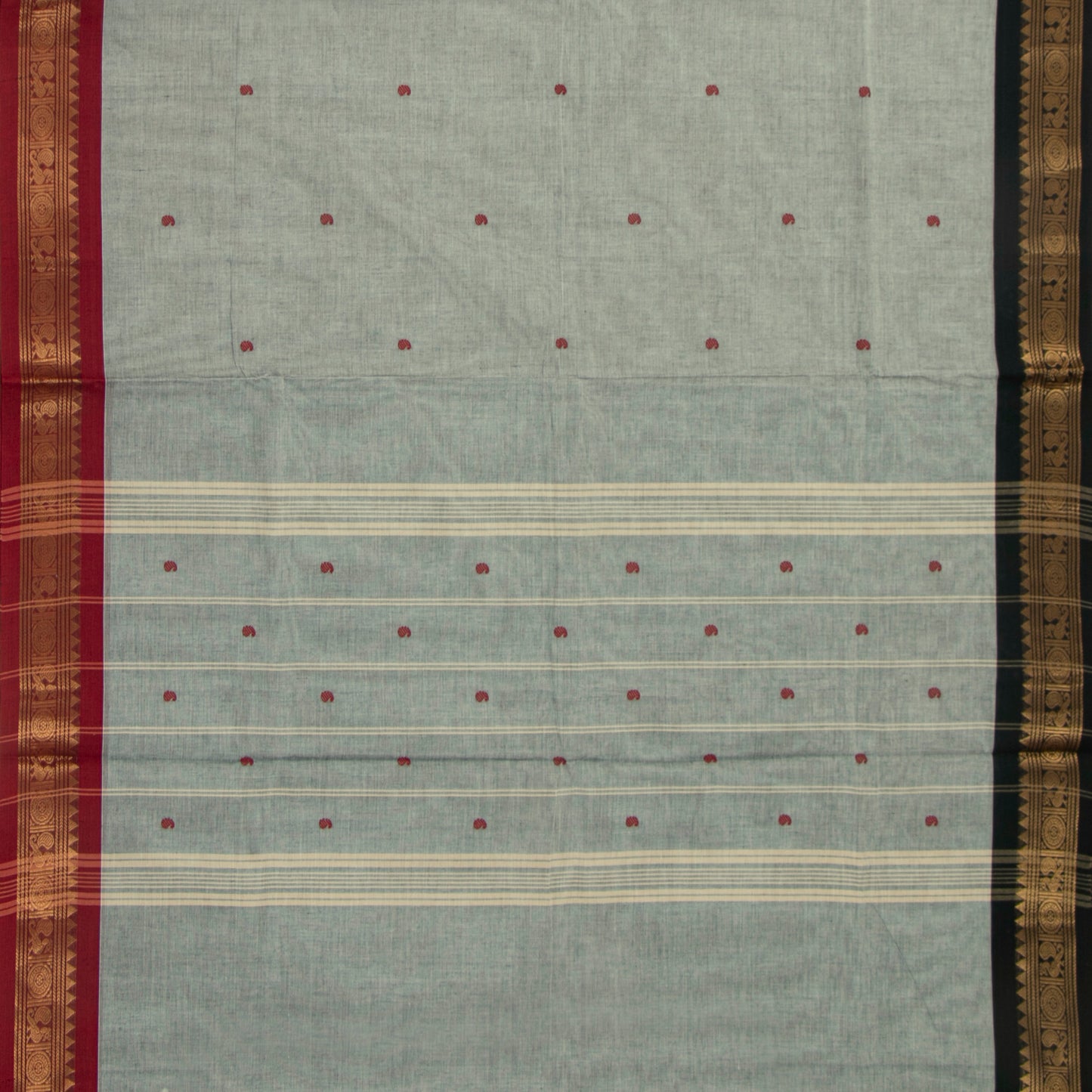 Grey Kanchi Cotton Saree Ganga Jamuna Border For Festive Wear PV MM KC 418