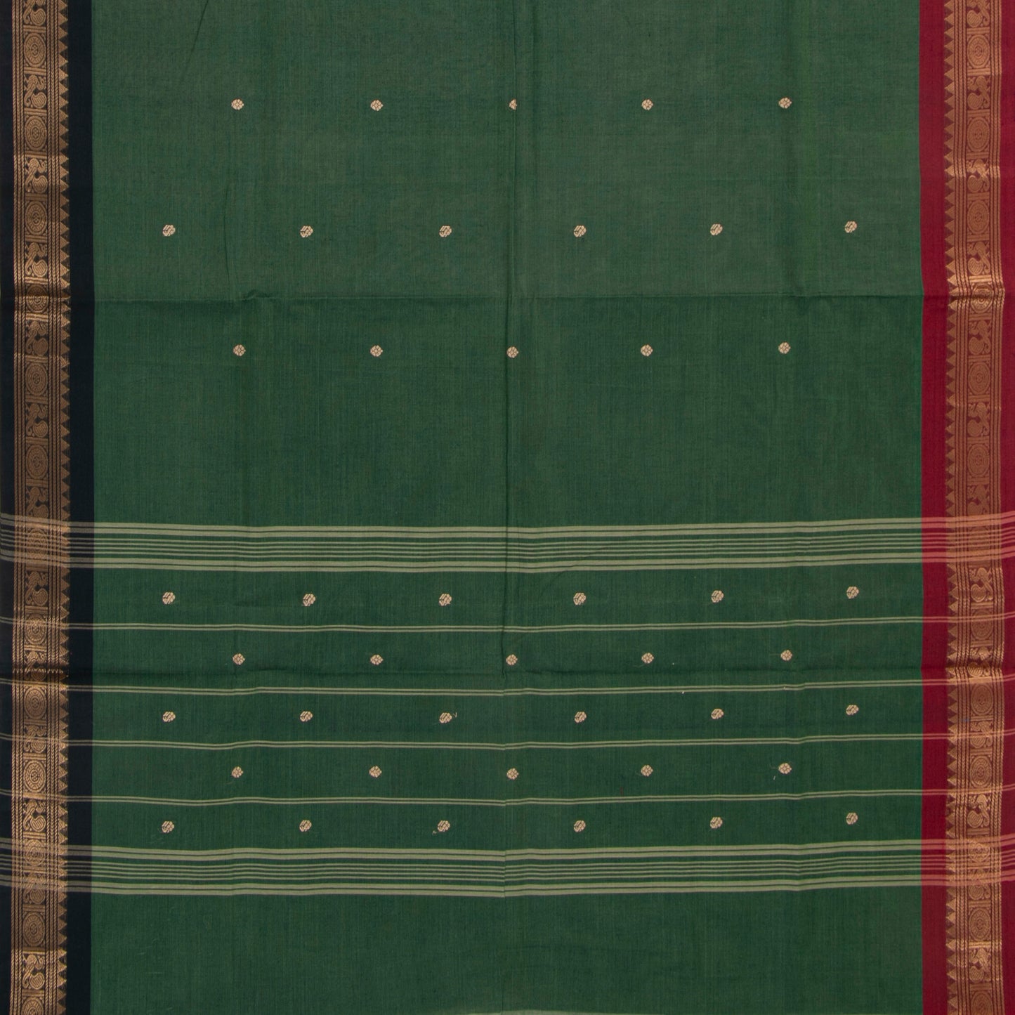 Green Kanchi Cotton Saree Ganga Jamuna Border PV MM KC 458
