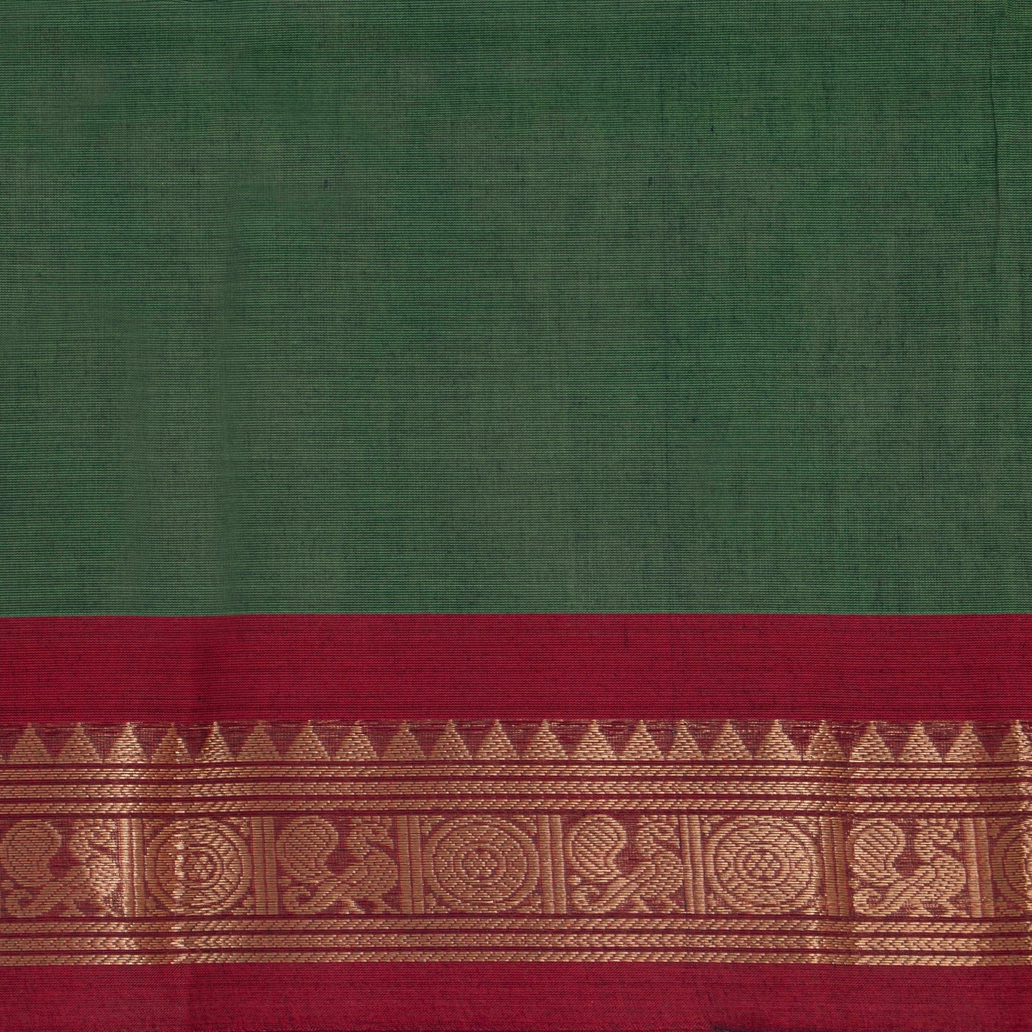 Green Kanchi Cotton Saree Ganga Jamuna Border PV MM KC 458