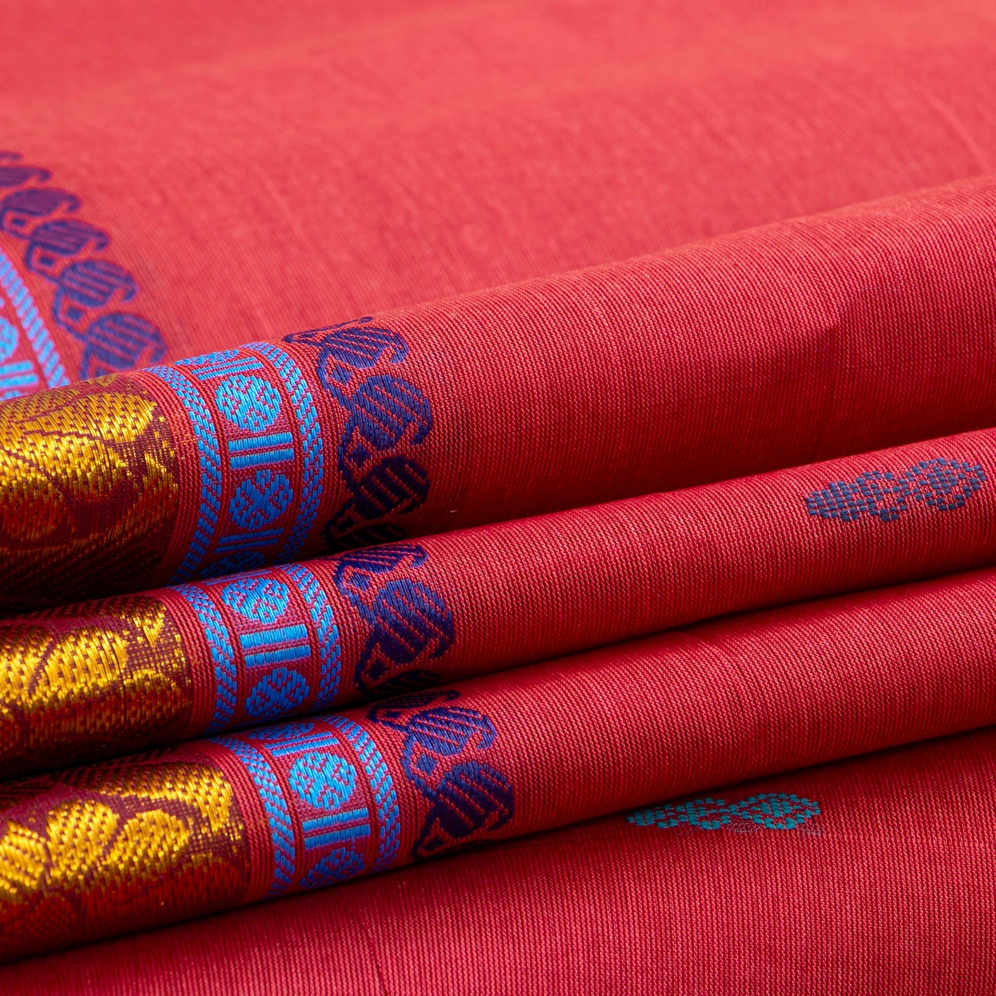 Pink And Blue Chettinad Cotton Saree PV SK CC 225
