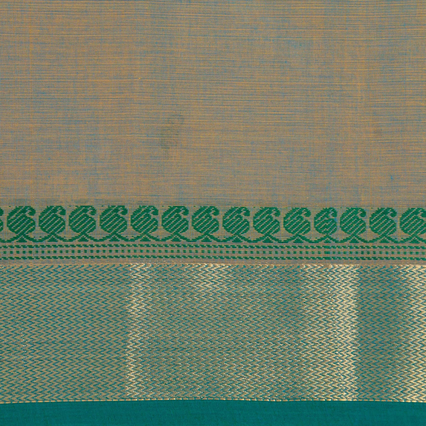 Grey And Green Kanchi Cotton Saree For Festive Wear PV MM KC 496