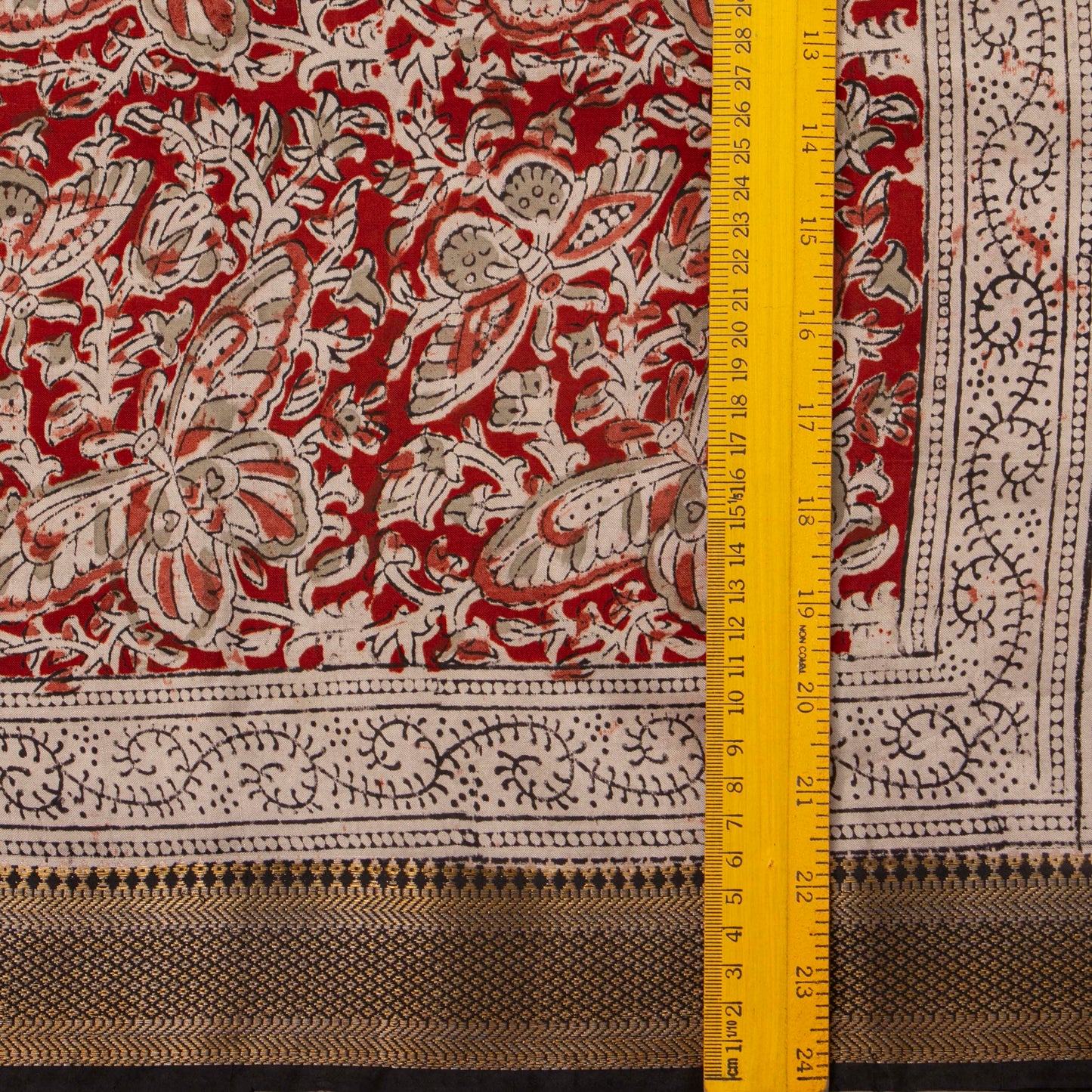Maroon And Black Kalamkari Mangalgiri Silk Saree With Zari Border For Office Wear PV MG 109